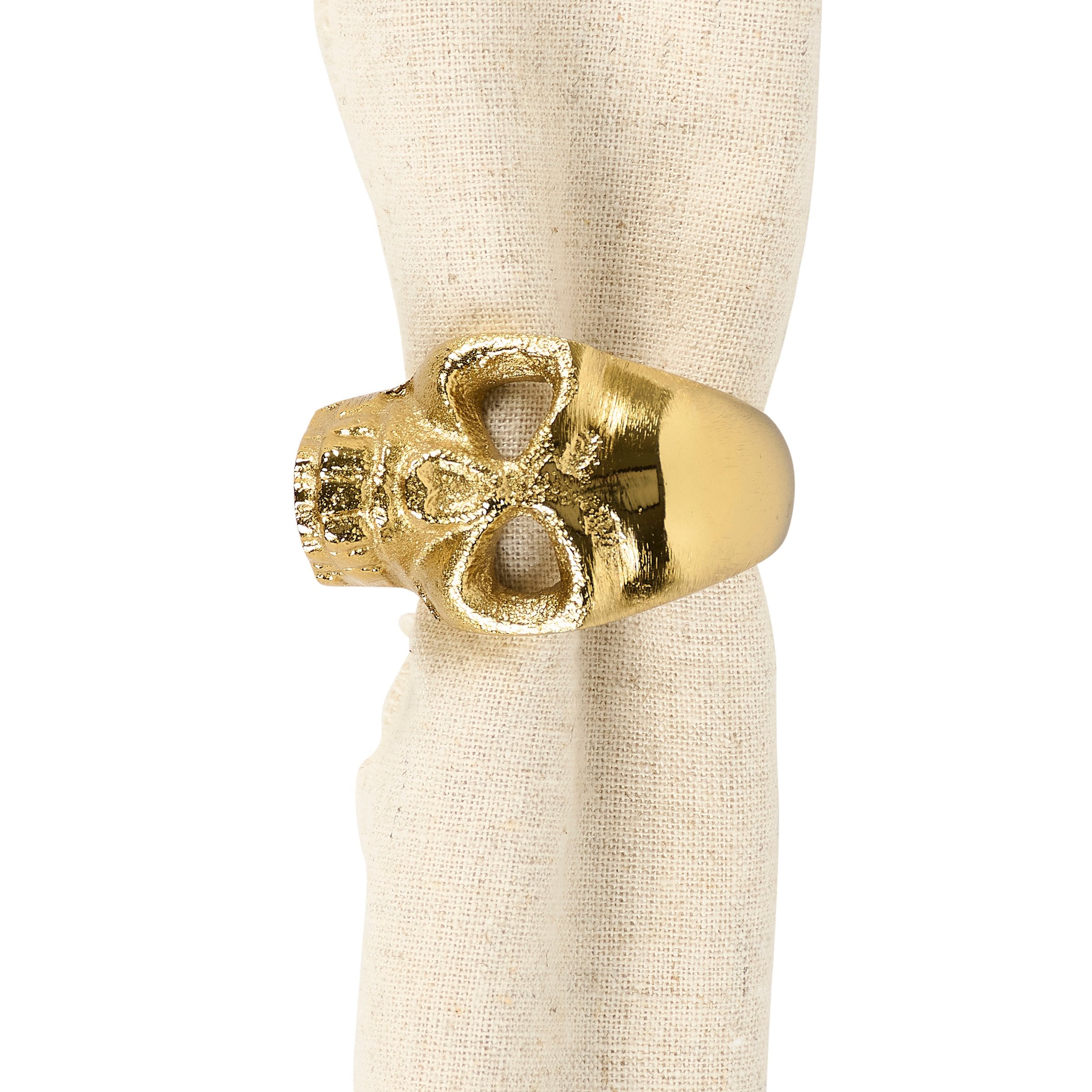 Spooky Chic Metallic Gold Skull Napkin Ring - Unique Halloween Table Decor