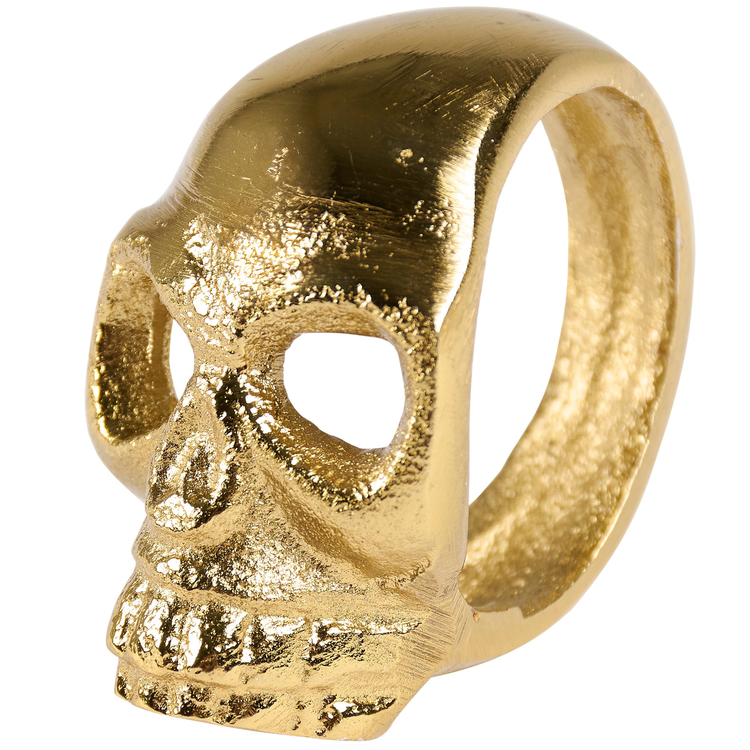 Spooky Chic Metallic Gold Skull Napkin Ring - Unique Halloween Table Decor