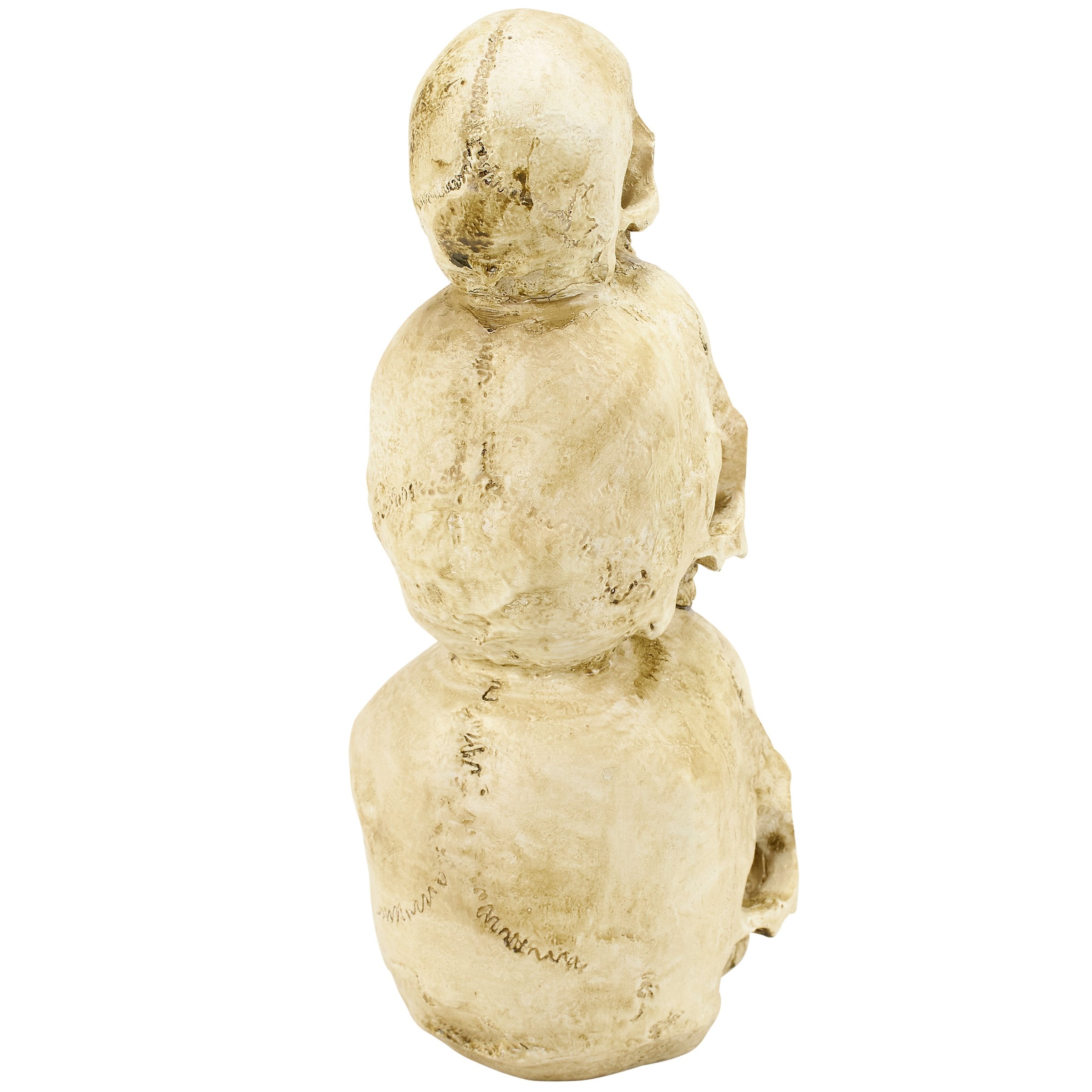 Spooky Stacked Skulls Figurine, Distressed Aged Resin Halloween Home Accent Decor