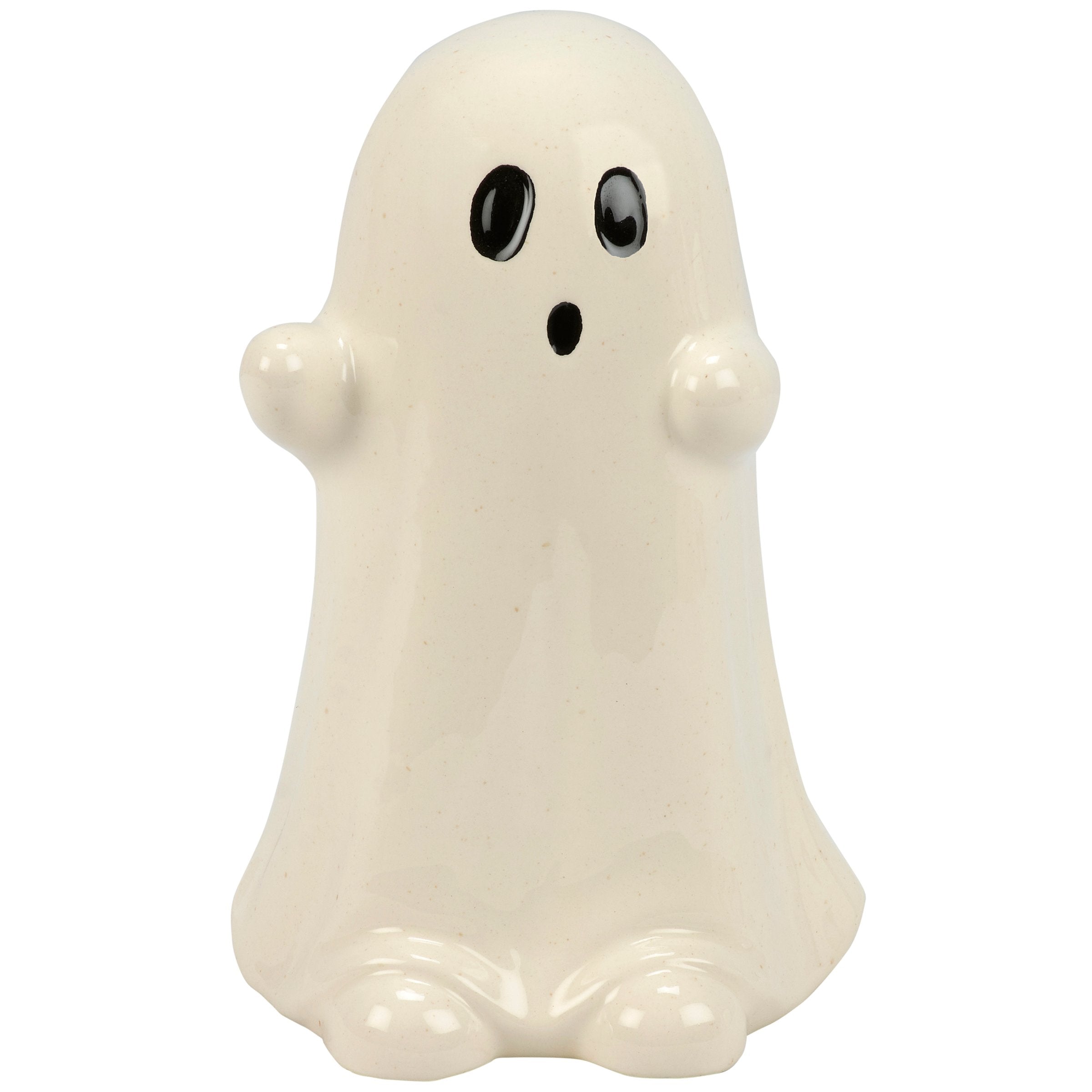 Charming Ceramic Ghost Figurine with Glossy Glaze for Spooky Halloween Decor
