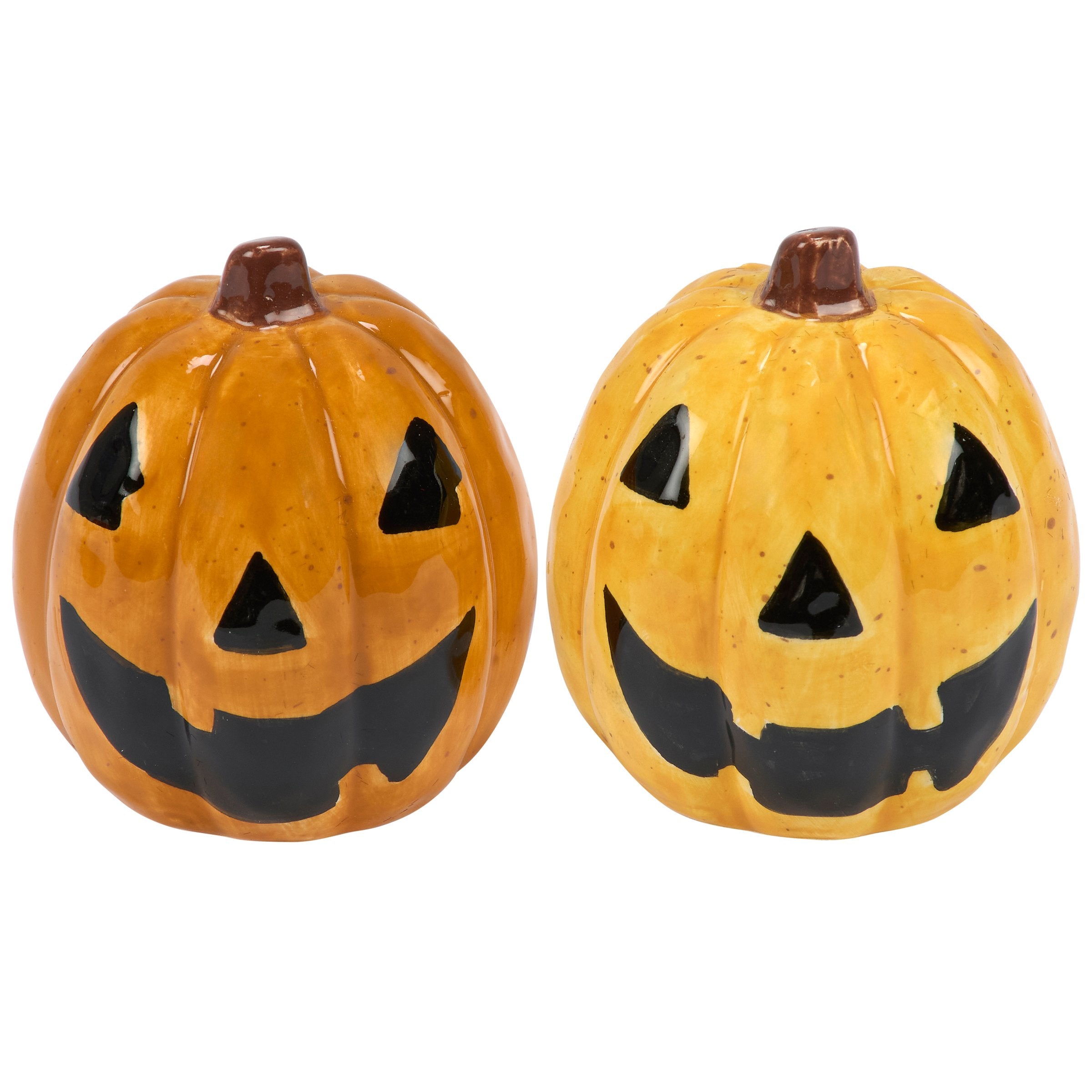Playful Ceramic Jack O'Lantern Halloween Salt & Pepper Shaker Set