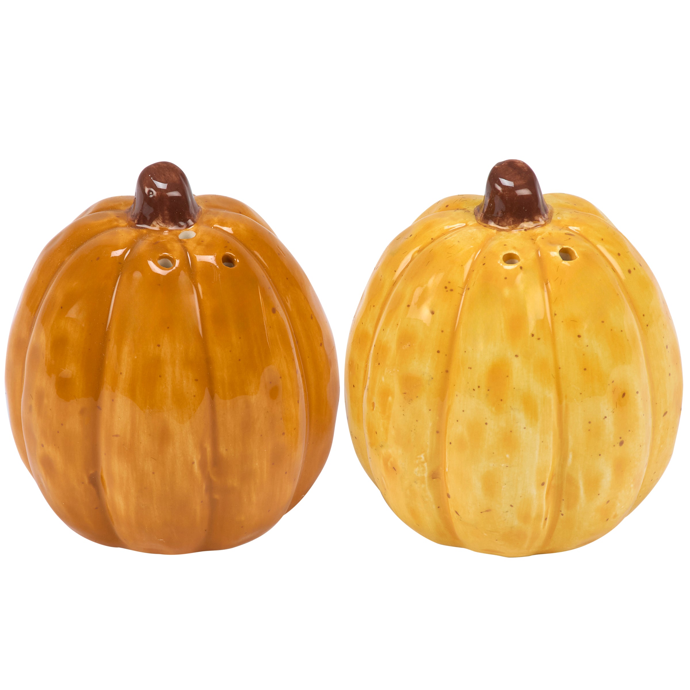 Playful Ceramic Jack O'Lantern Halloween Salt & Pepper Shaker Set