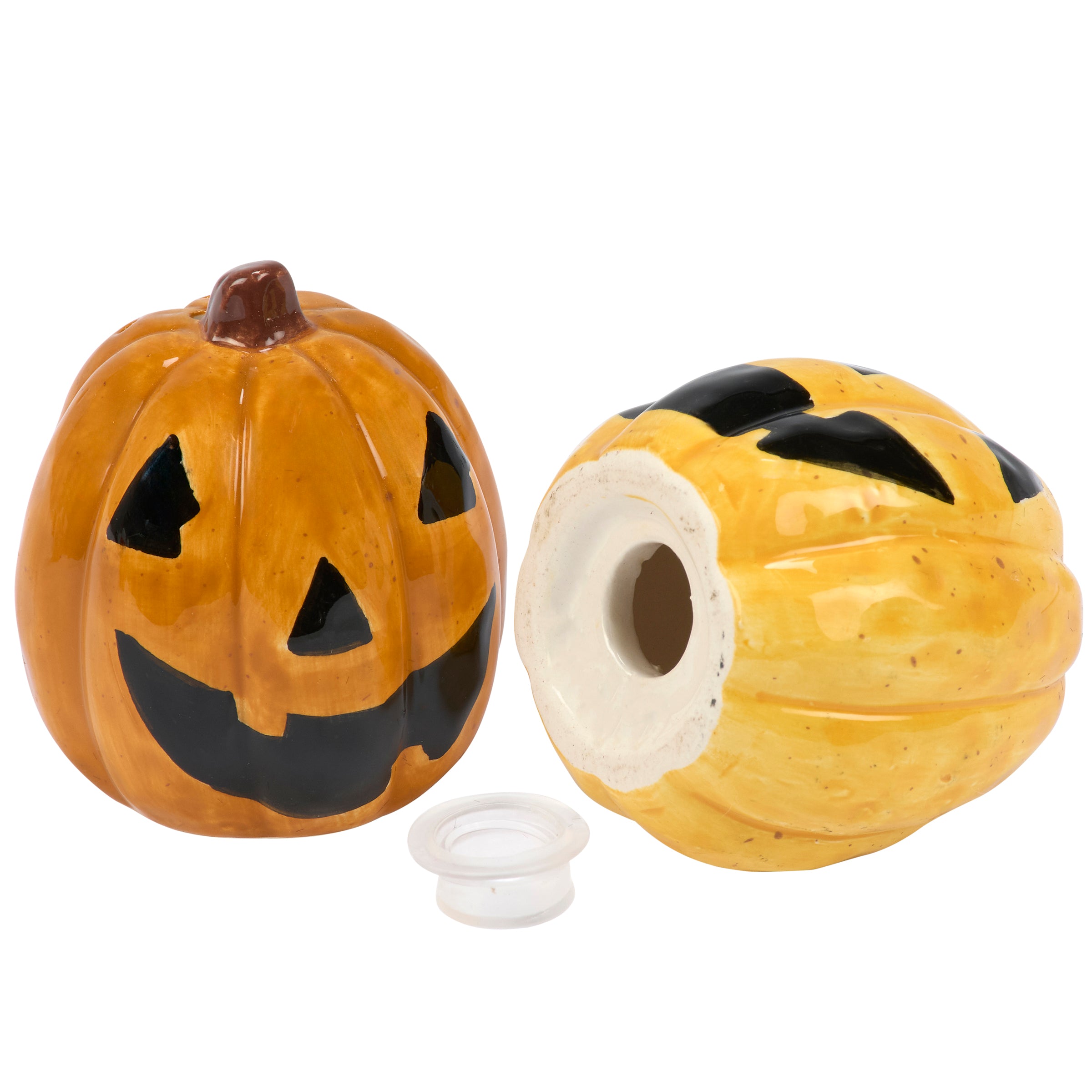 Playful Ceramic Jack O'Lantern Halloween Salt & Pepper Shaker Set