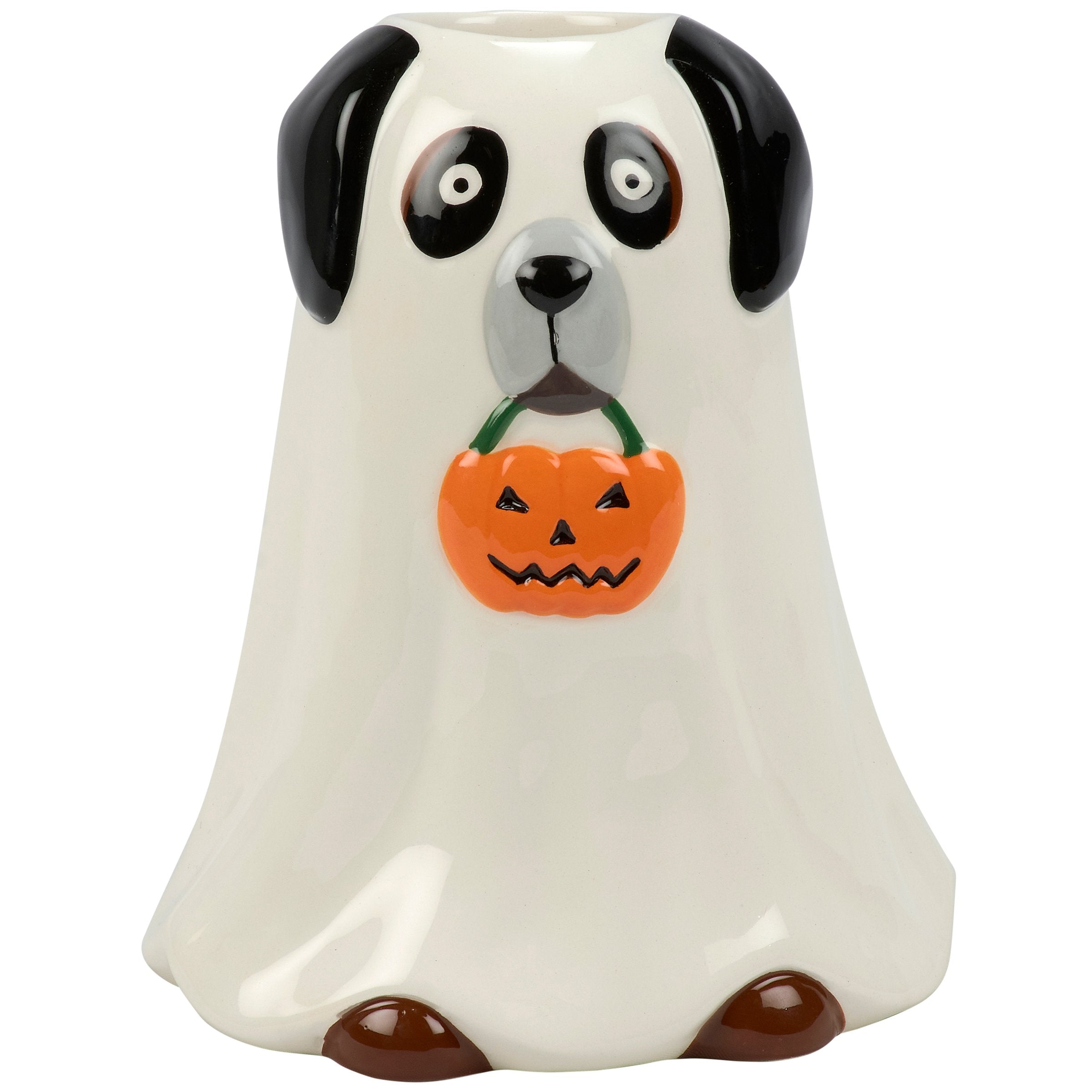 Spooky Ghost Dog Ceramic Vase Halloween Decor Treat Bucket Figurine