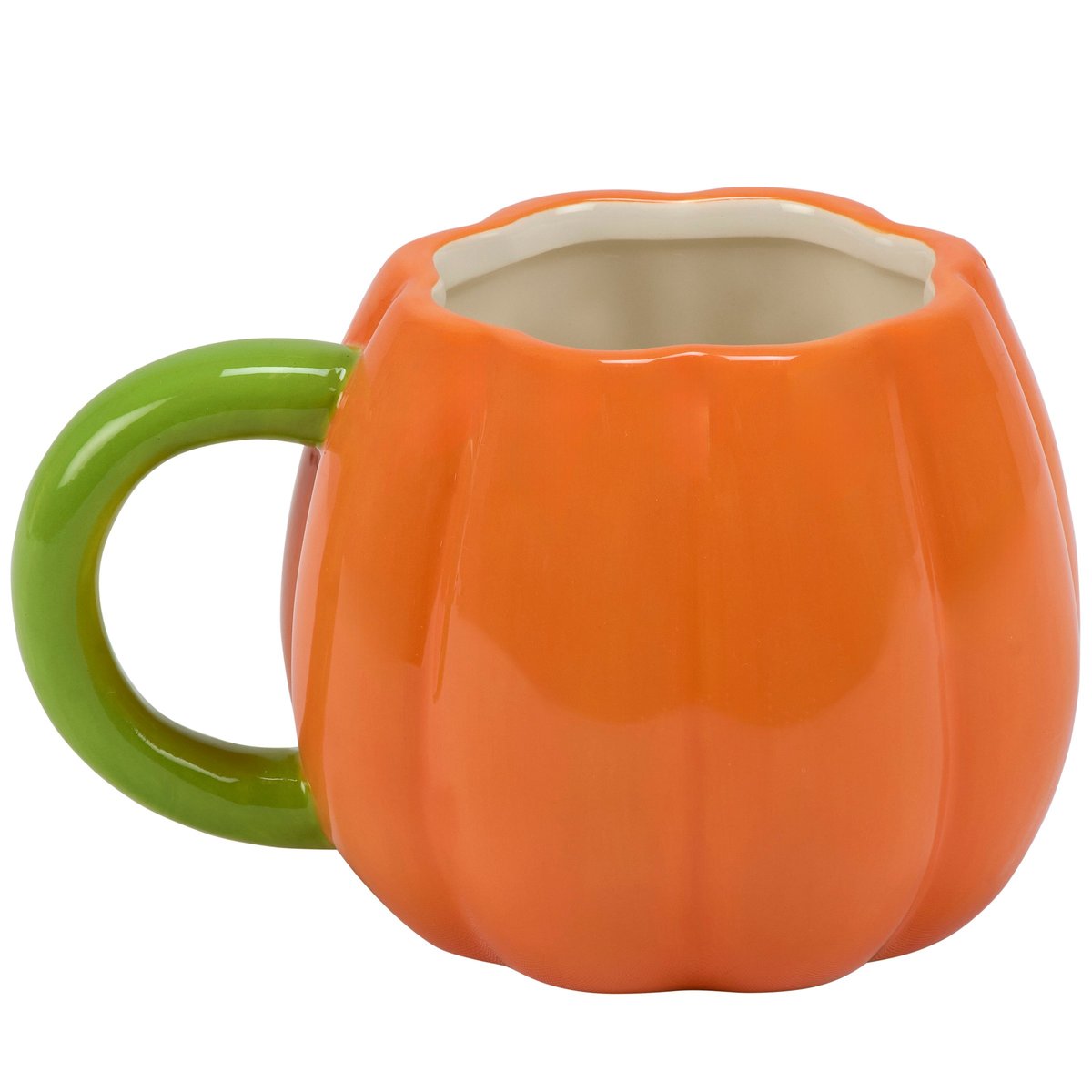 Fun Sculpted Ceramic Jack O'Lantern Halloween Mug with Stem Handle 16 oz
