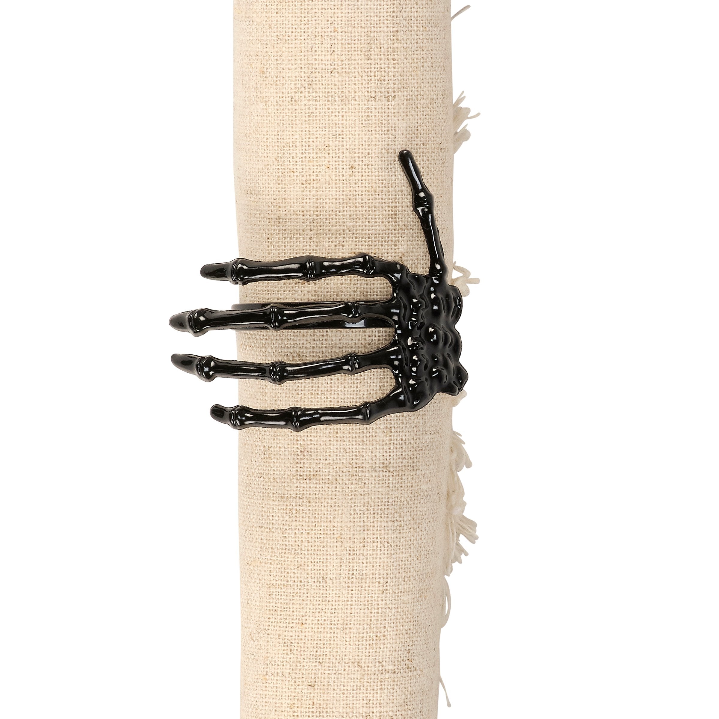Spooky Black Metal Skeleton Hand Napkin Ring for Halloween Table Decor