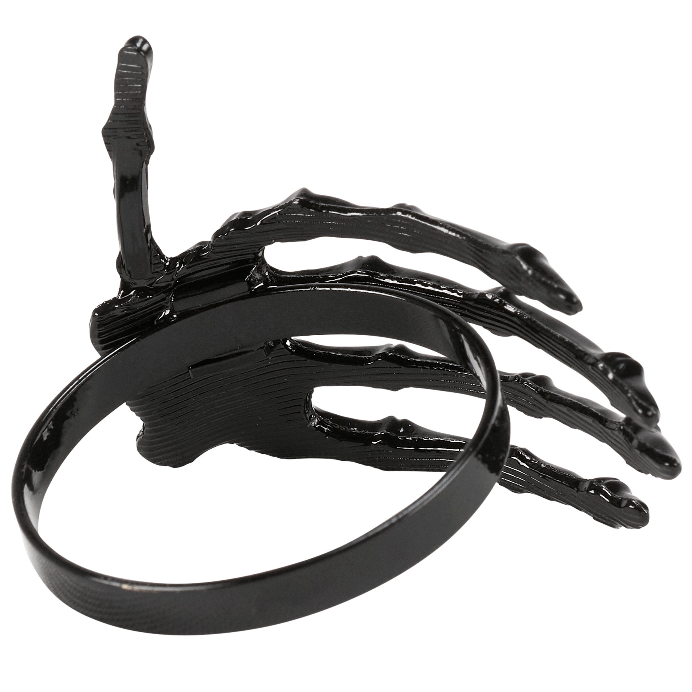 Spooky Black Metal Skeleton Hand Napkin Ring for Halloween Table Decor