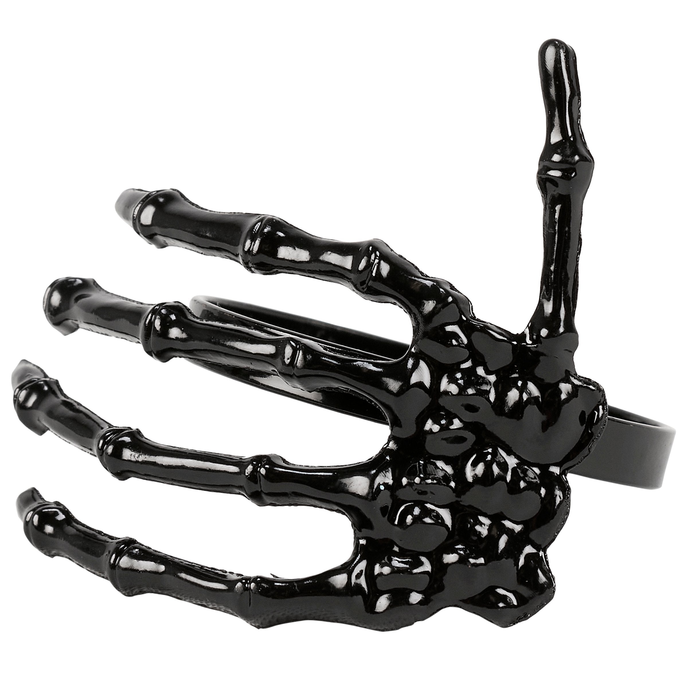 Spooky Black Metal Skeleton Hand Napkin Ring for Halloween Table Decor