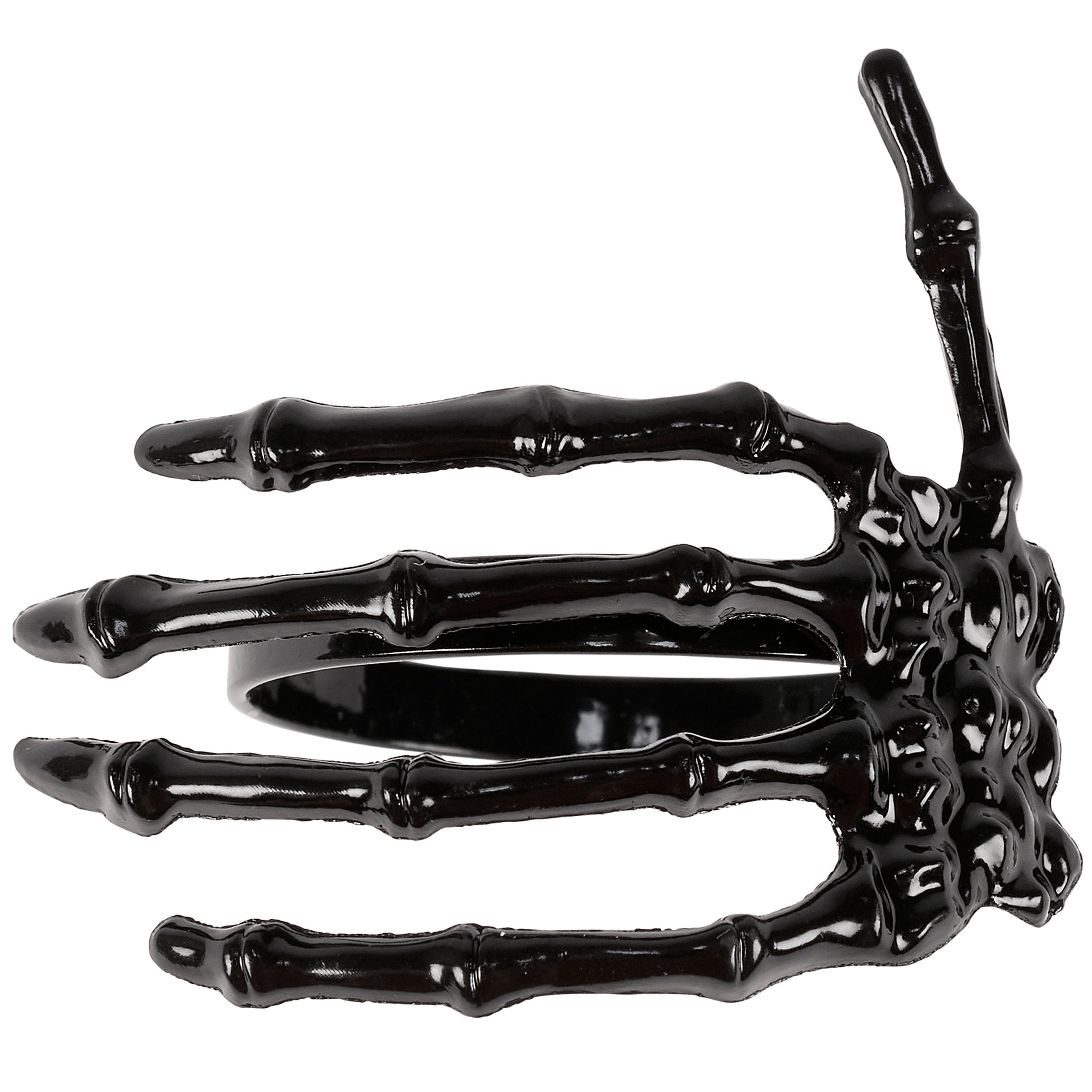 Spooky Black Metal Skeleton Hand Napkin Ring for Halloween Table Decor