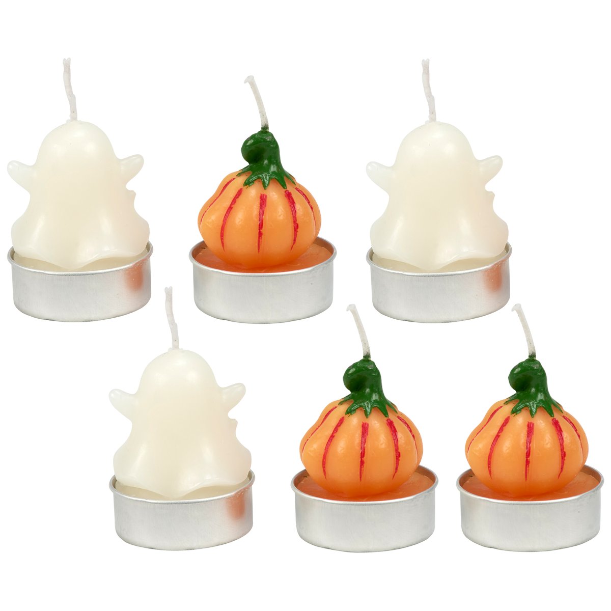 Playful Halloween Ghost & Jack O'Lantern Tealight Candle Set - 6 Pack