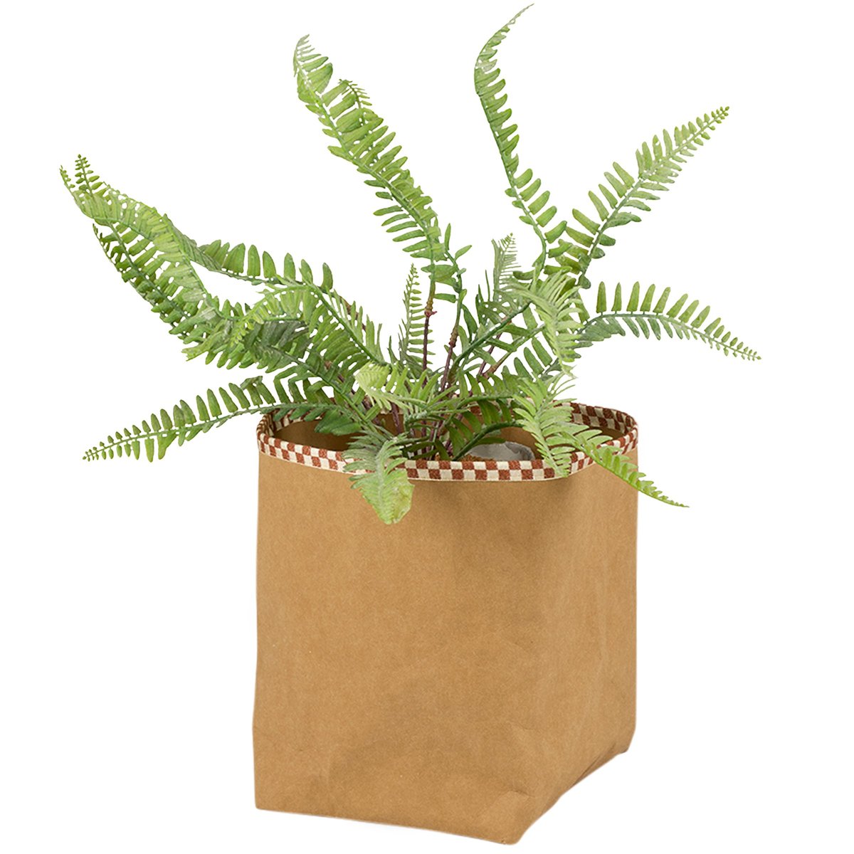 Rustic Western Paper Bag Plant Cover - Durable Decorative Fabric Trim Planter