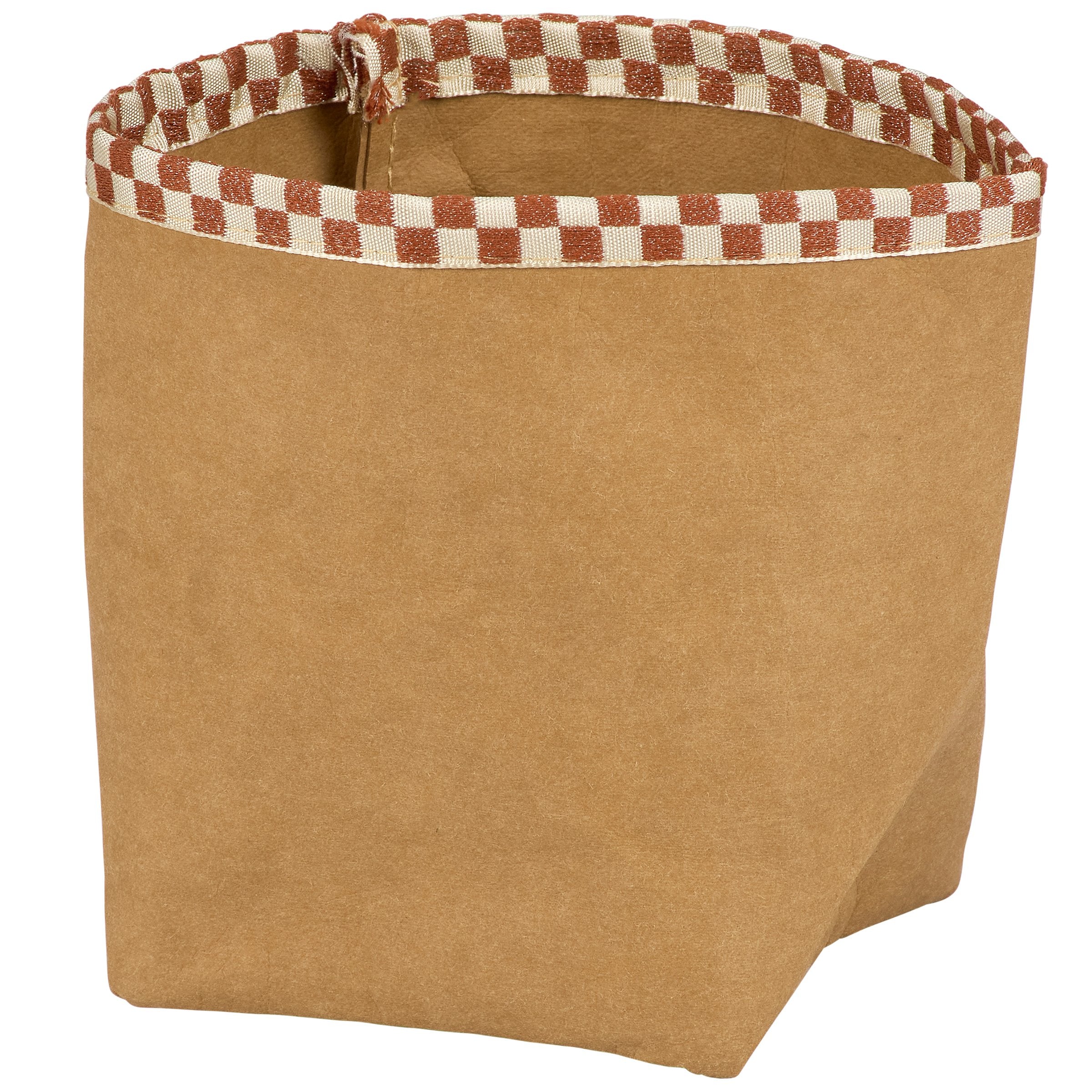 Charming Western Paper Bag Plant Cover with Rustic Check Fabric Trim