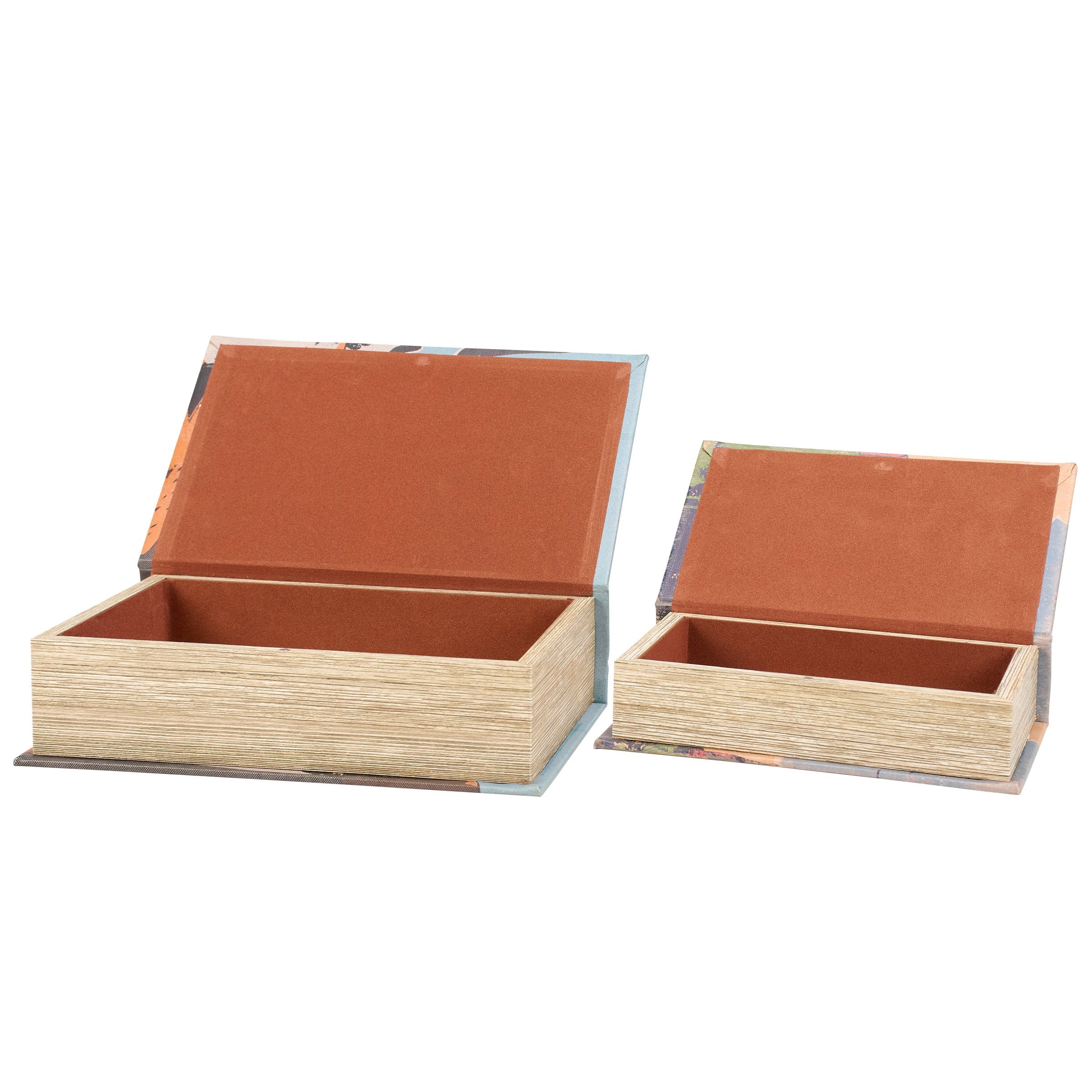 Rustic American West Faux Leather Decorative Book Box Set for Home Decor