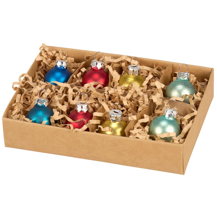 Vibrant Glass Multi-Color Christmas Ball Ornaments Set with Distressed Details