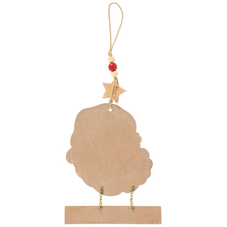 Retro Santa 'We Believe' Wooden Hanging Decor with Star and Jute Loop