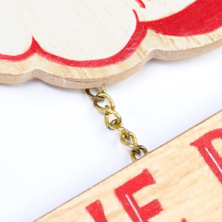 Retro Santa 'We Believe' Wooden Hanging Decor with Star and Jute Loop