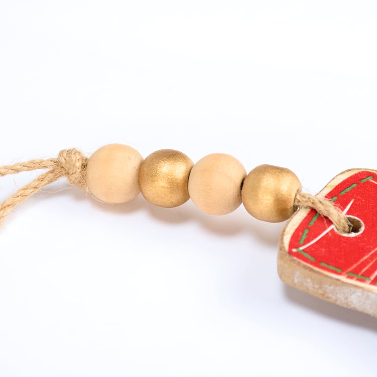 Charming Retro Snowman Wooden Hanging Decor with Jute and Gold Beads