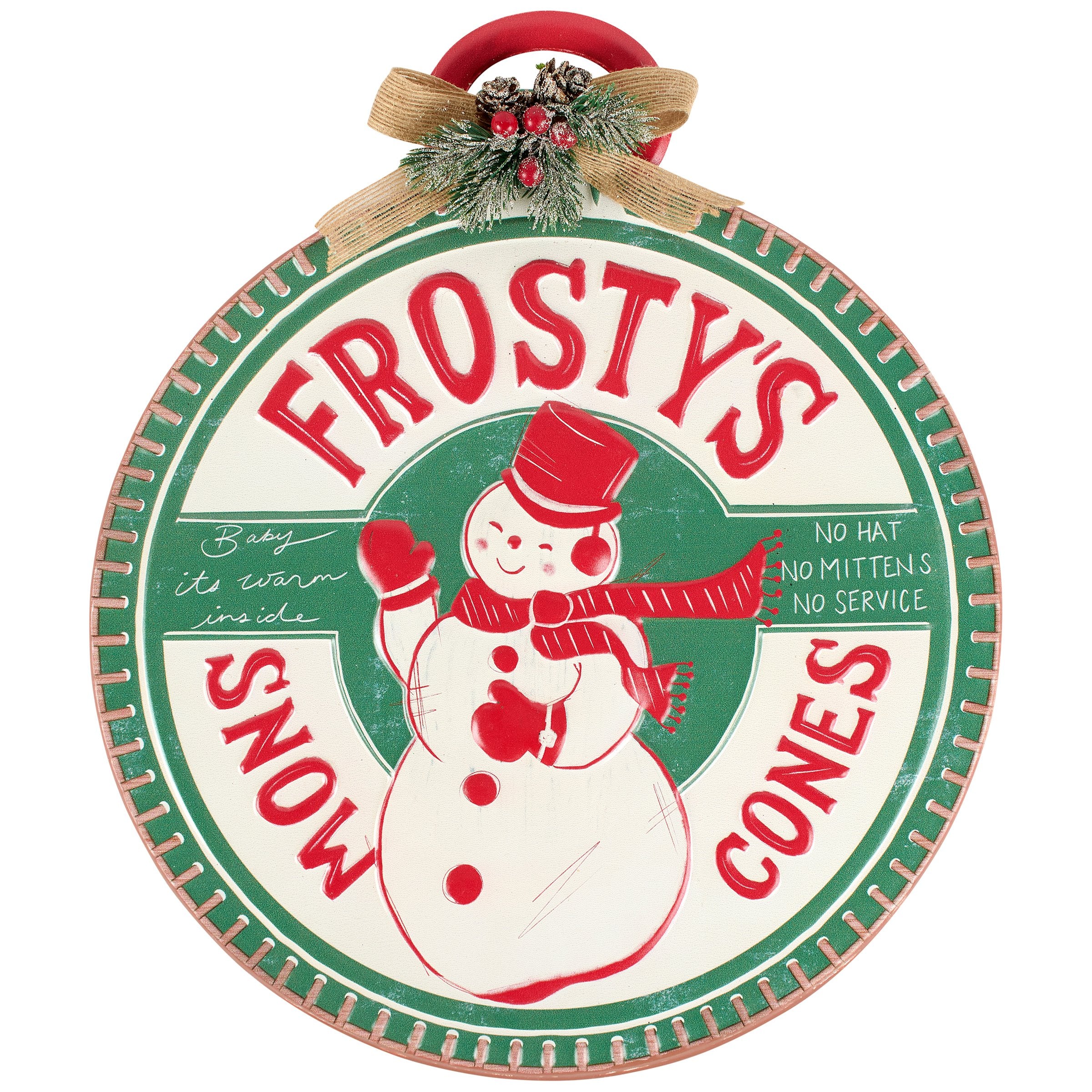 Frosty's Snow Cones Retro Metal Wall Decor Christmas Ornament Sign