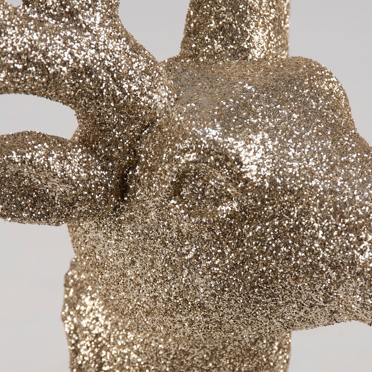 Sparkling Reindeer Head Christmas Tree Topper - Gold Glitter Rustic Festive Decor