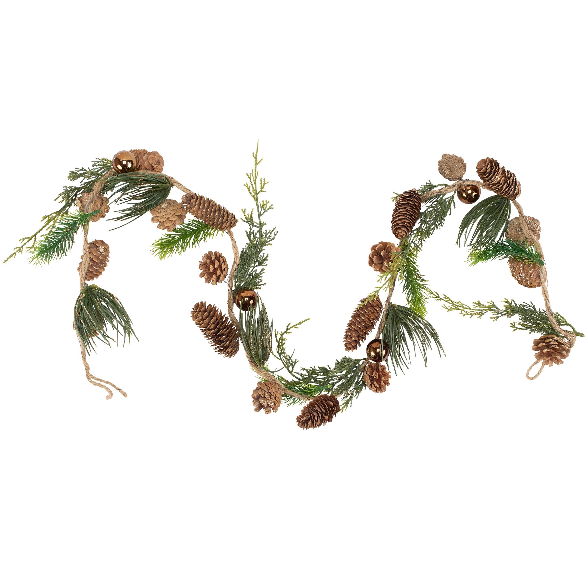 Festive Pinecone & Glitter Christmas Garland - 26-Inch Winter Holiday Decor Accent