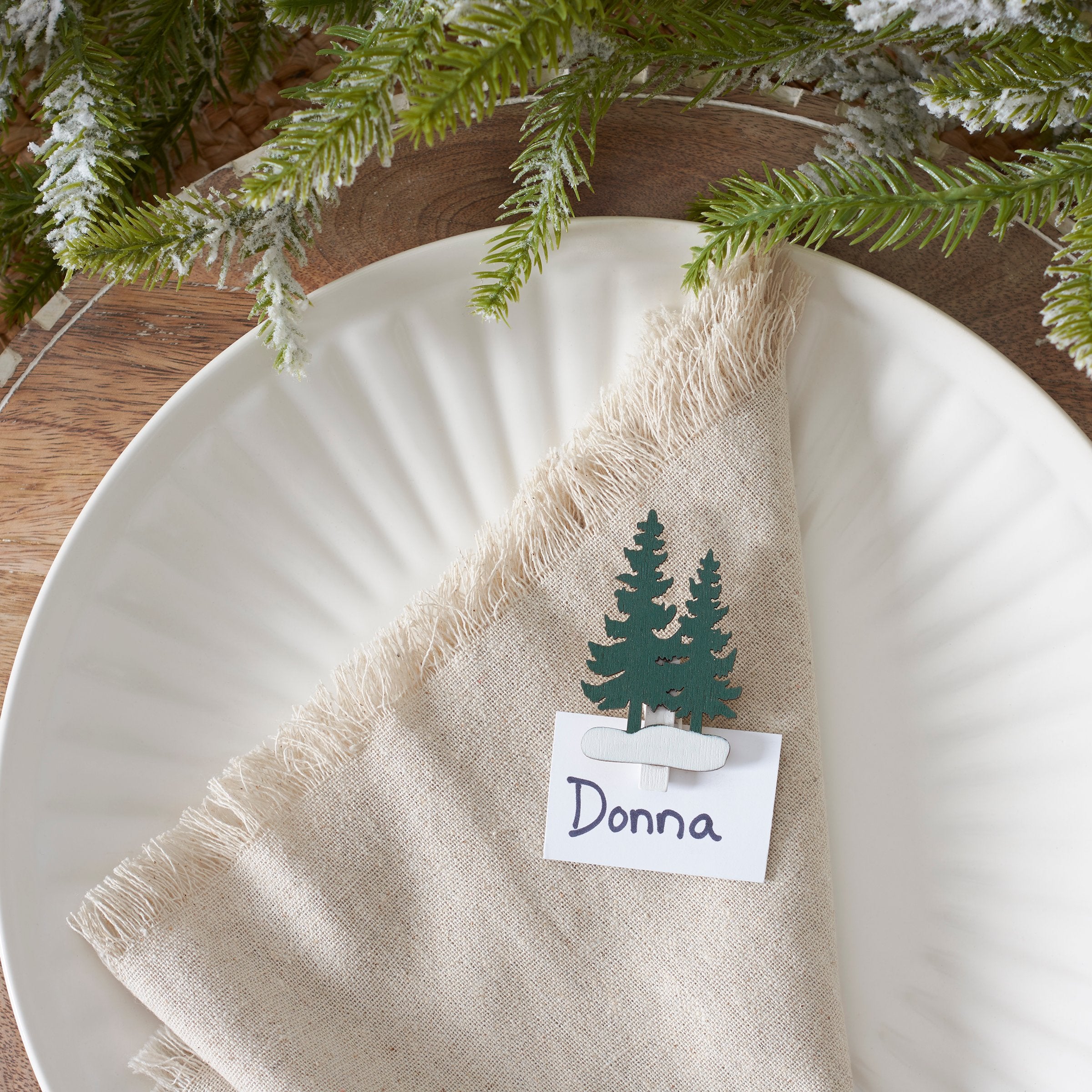 Charming Rustic Pine Tree Place Card Holder Set for Festive Table Settings