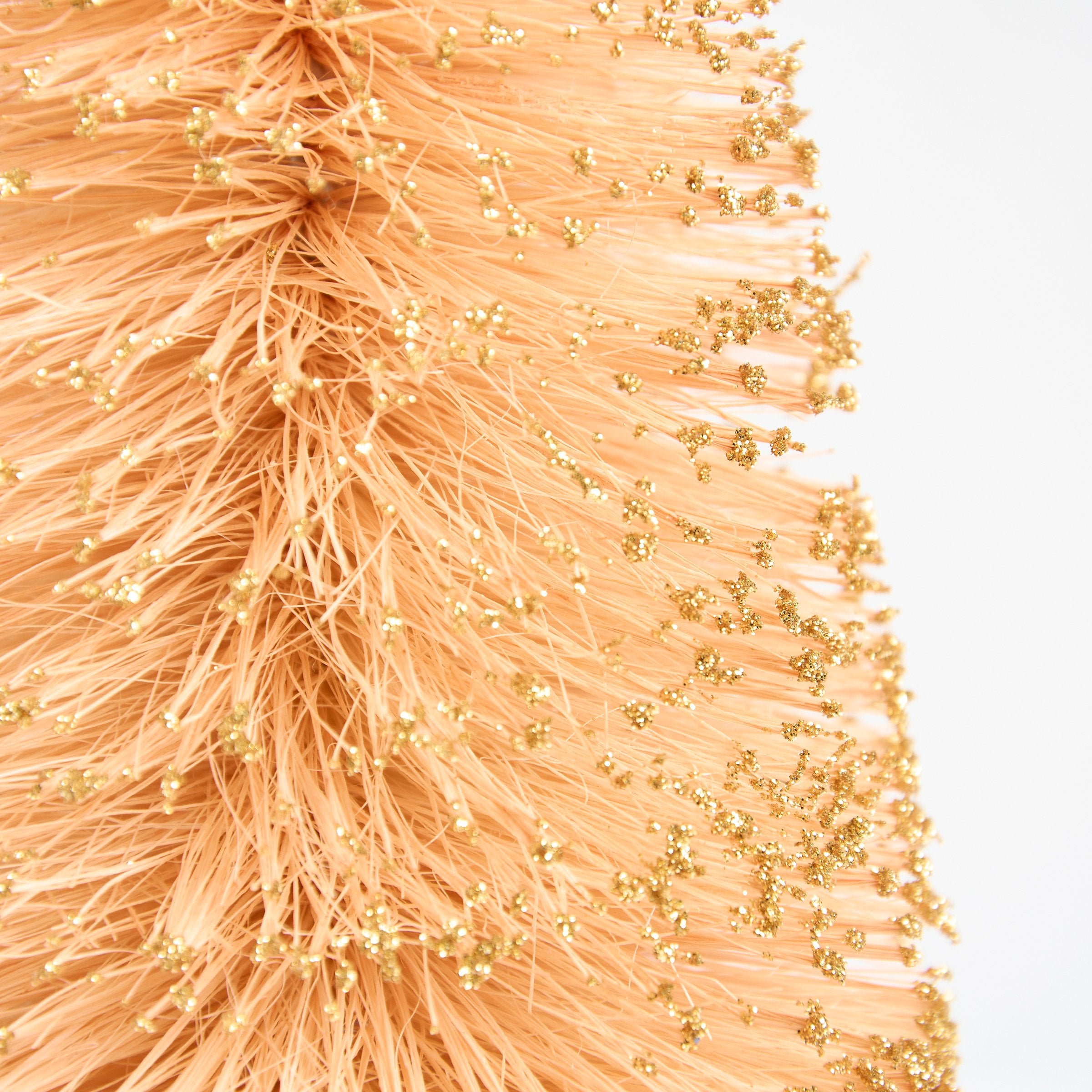 Charming Natural Glitter Bottle Brush Christmas Trees Set with Wood Bases