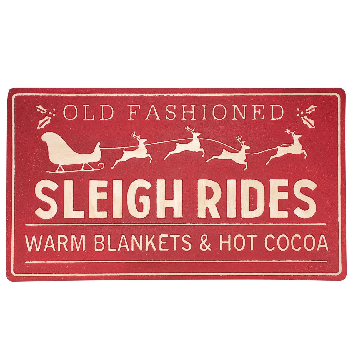 Rustic Metal Sleigh Rides Wall Decor with Embossed Details for Festive Home