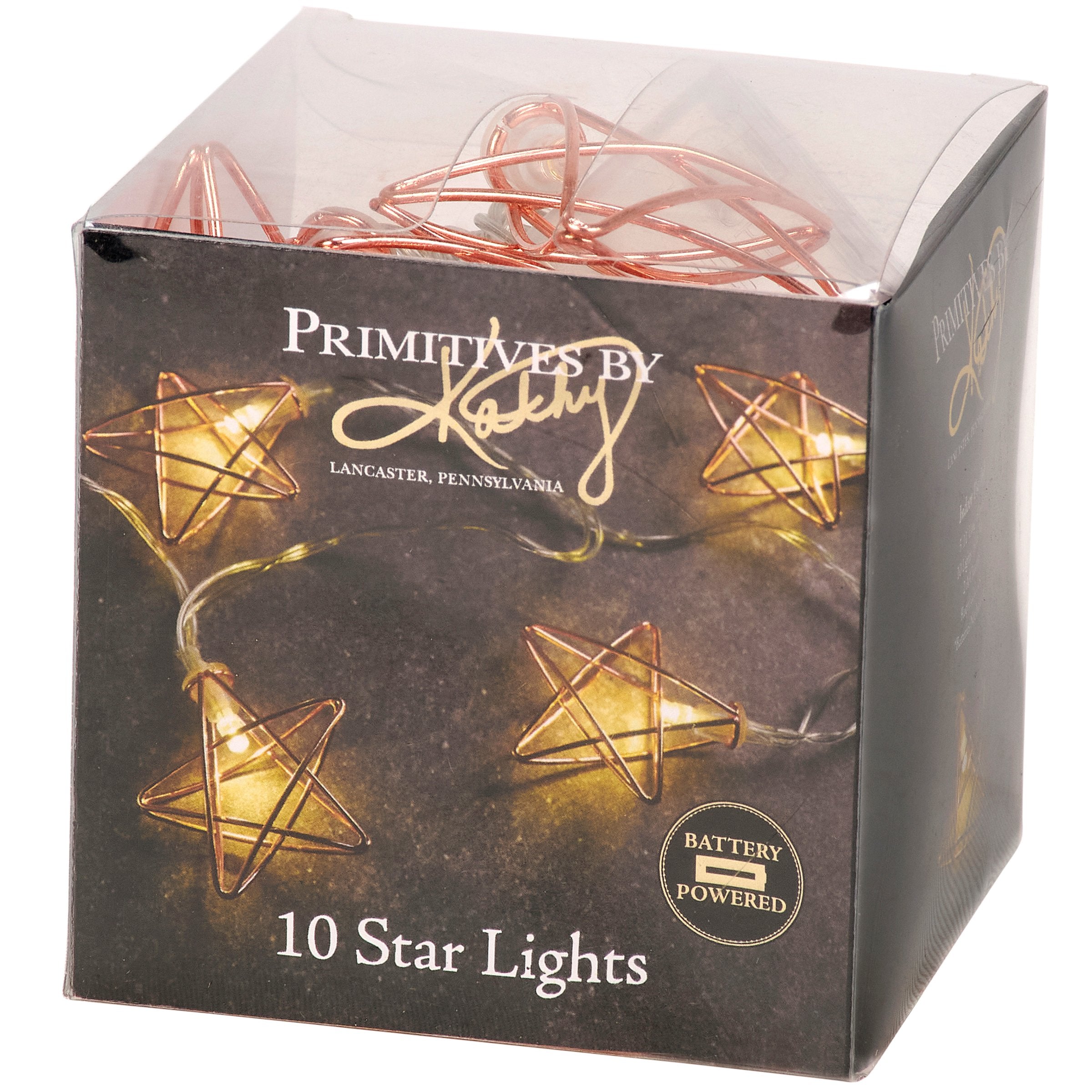 Charming Metal Star String Lights - Warm White LED, Battery Operated, Timer