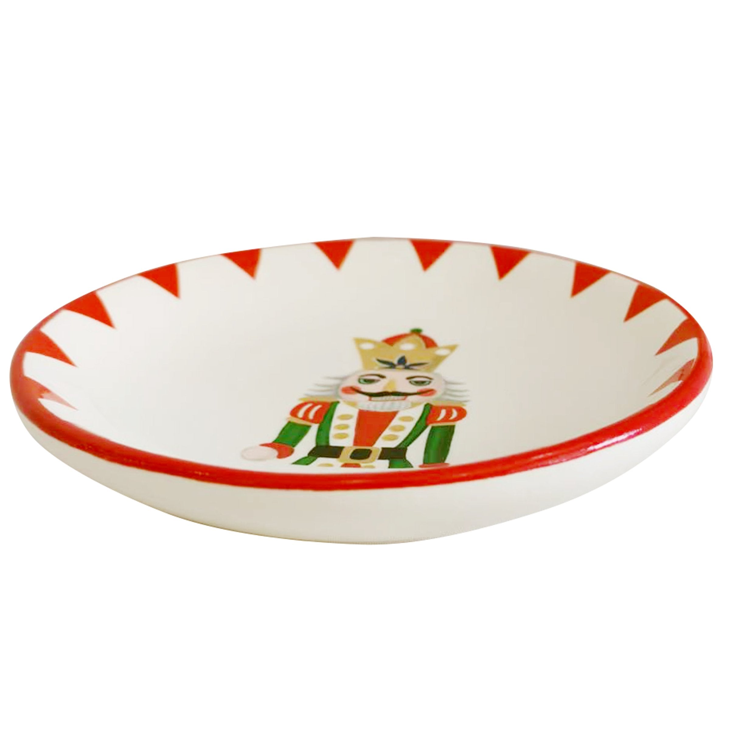 Durable Ceramic Nutcracker Pasta Serving Bowl with Vintage Christmas Design