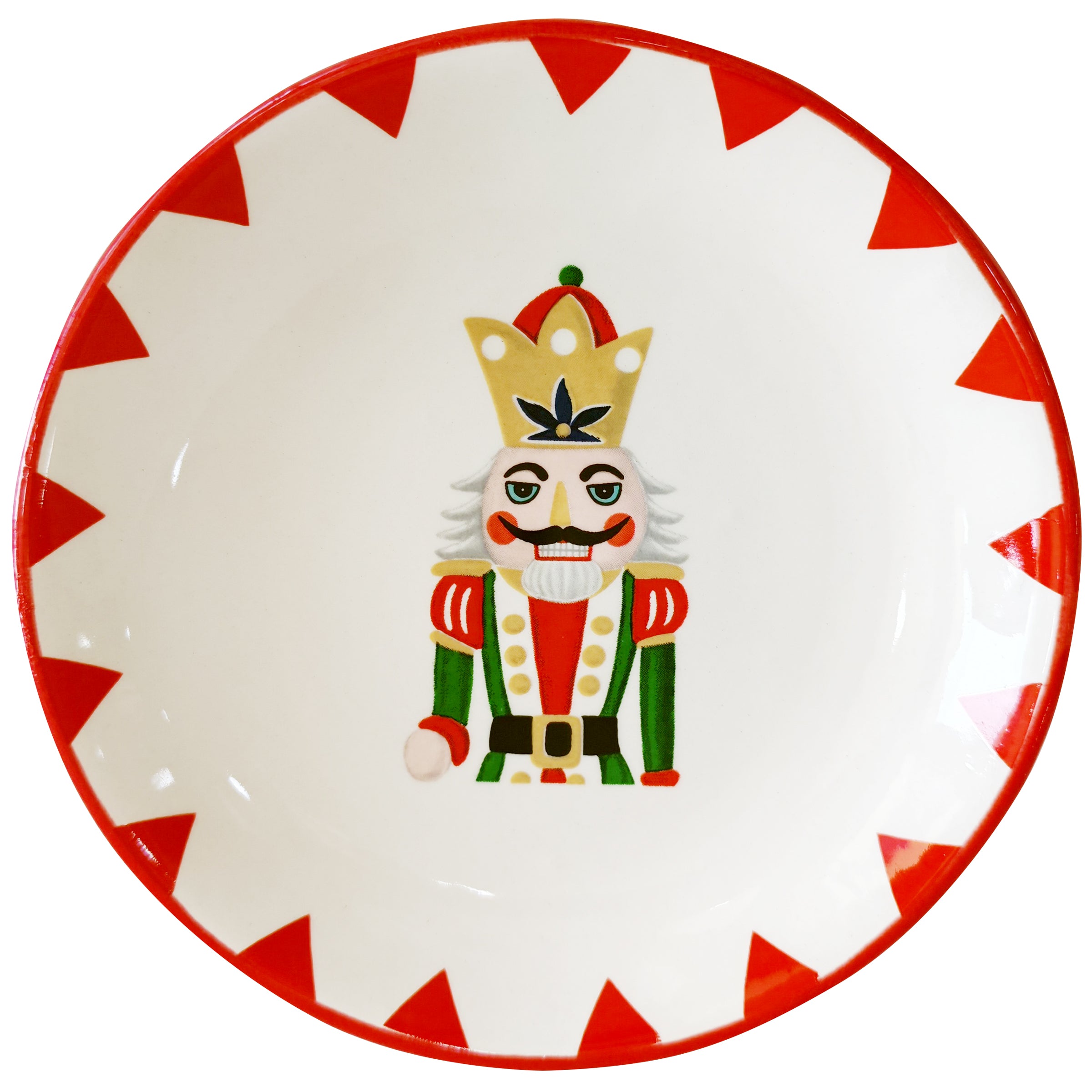 Durable Ceramic Nutcracker Pasta Serving Bowl with Vintage Christmas Design