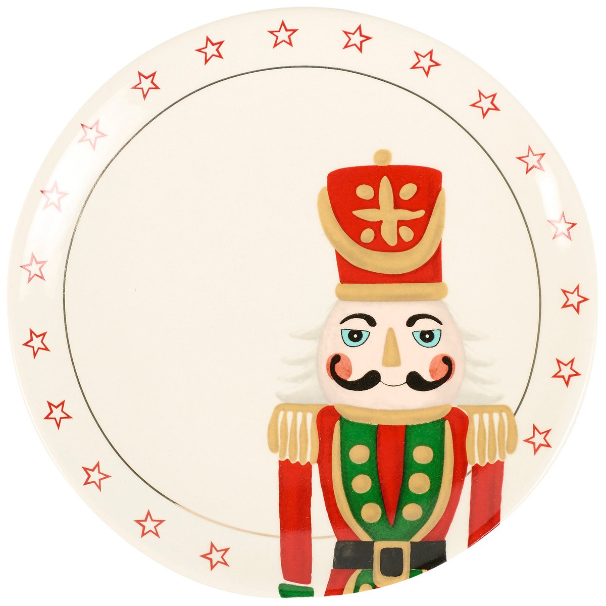 Charming Vintage Nutcracker Ceramic Dessert Plate with Star Rim Dining