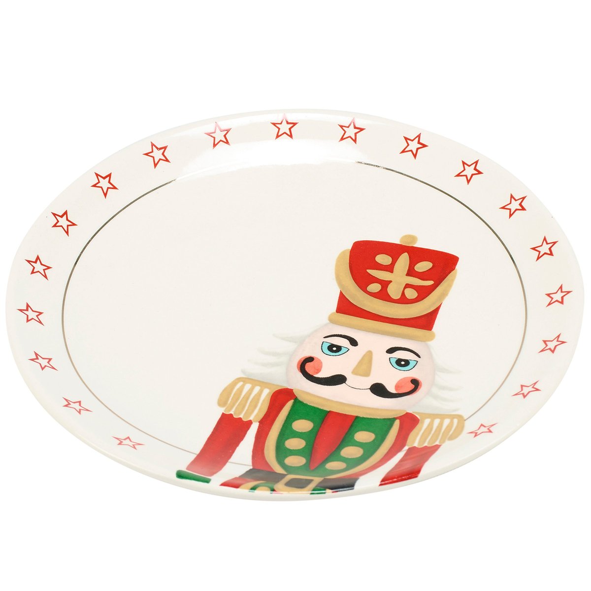 Charming Vintage Nutcracker Ceramic Dessert Plate with Star Rim Dining