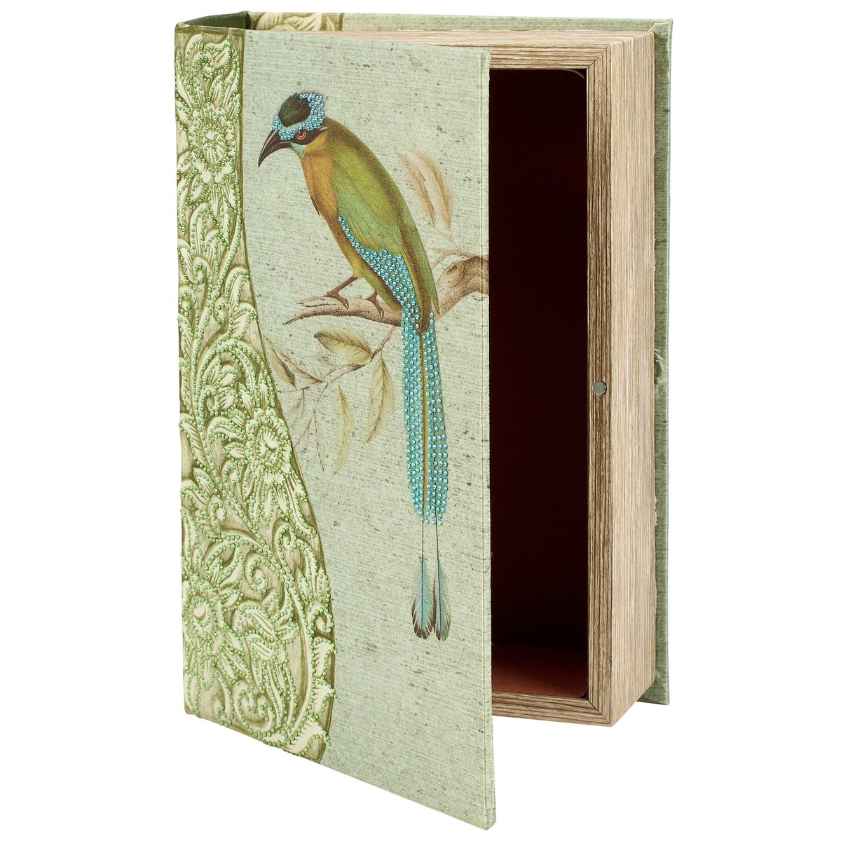 Exotic Rainforest Bird Art Nouveau Decorative Book Box for Keepsake Storage