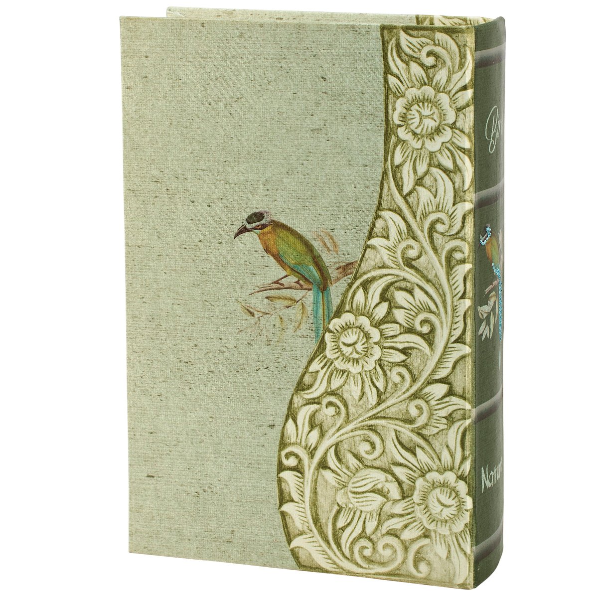 Exotic Rainforest Bird Art Nouveau Decorative Book Box for Keepsake Storage