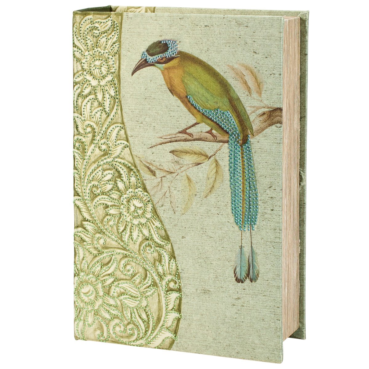 Exotic Rainforest Bird Art Nouveau Decorative Book Box for Keepsake Storage