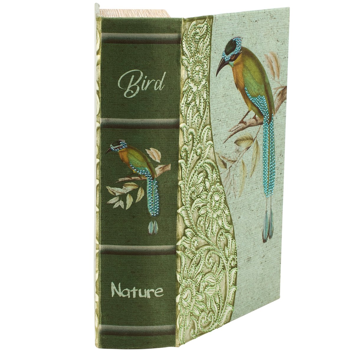 Exotic Rainforest Bird Art Nouveau Decorative Book Box for Keepsake Storage