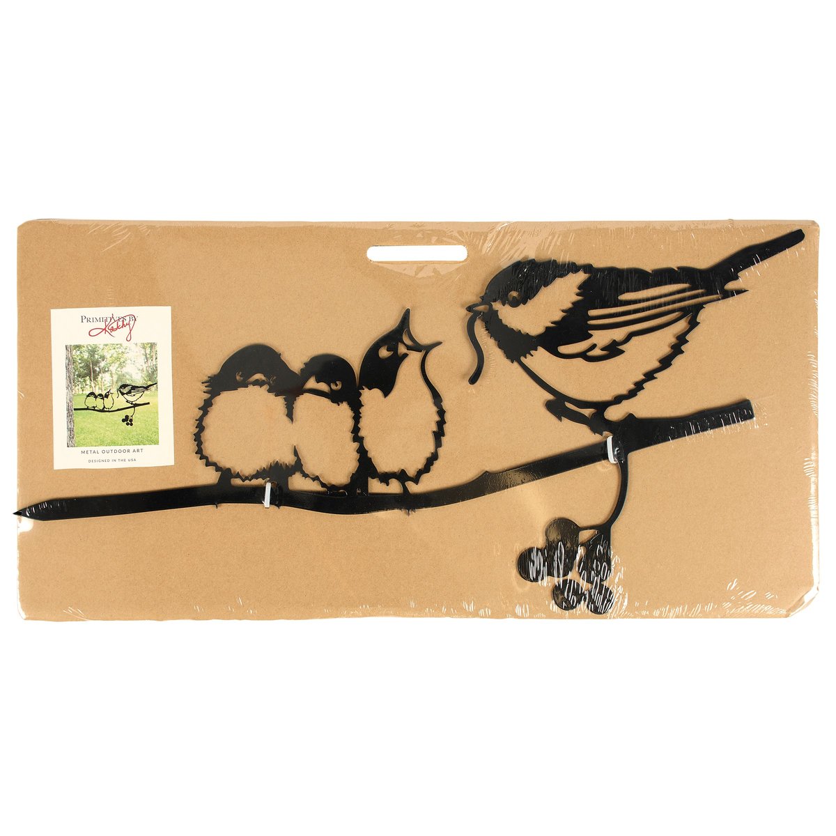 Durable Metal Chickadees Outdoor Art for Garden Tree Post Display