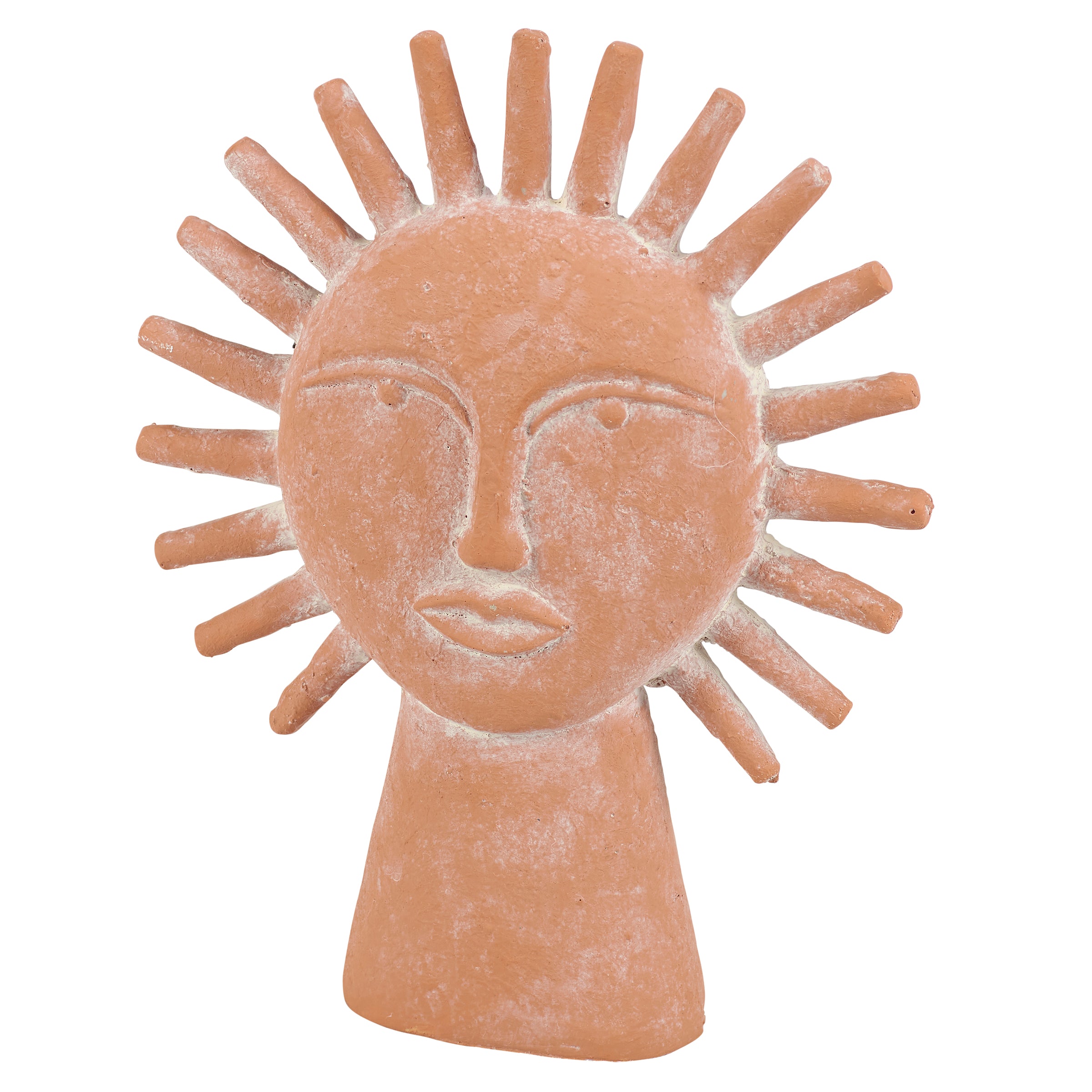 Charming Western Sun Face Sitter: Clay-Inspired Decorative Home Accent Sculpture