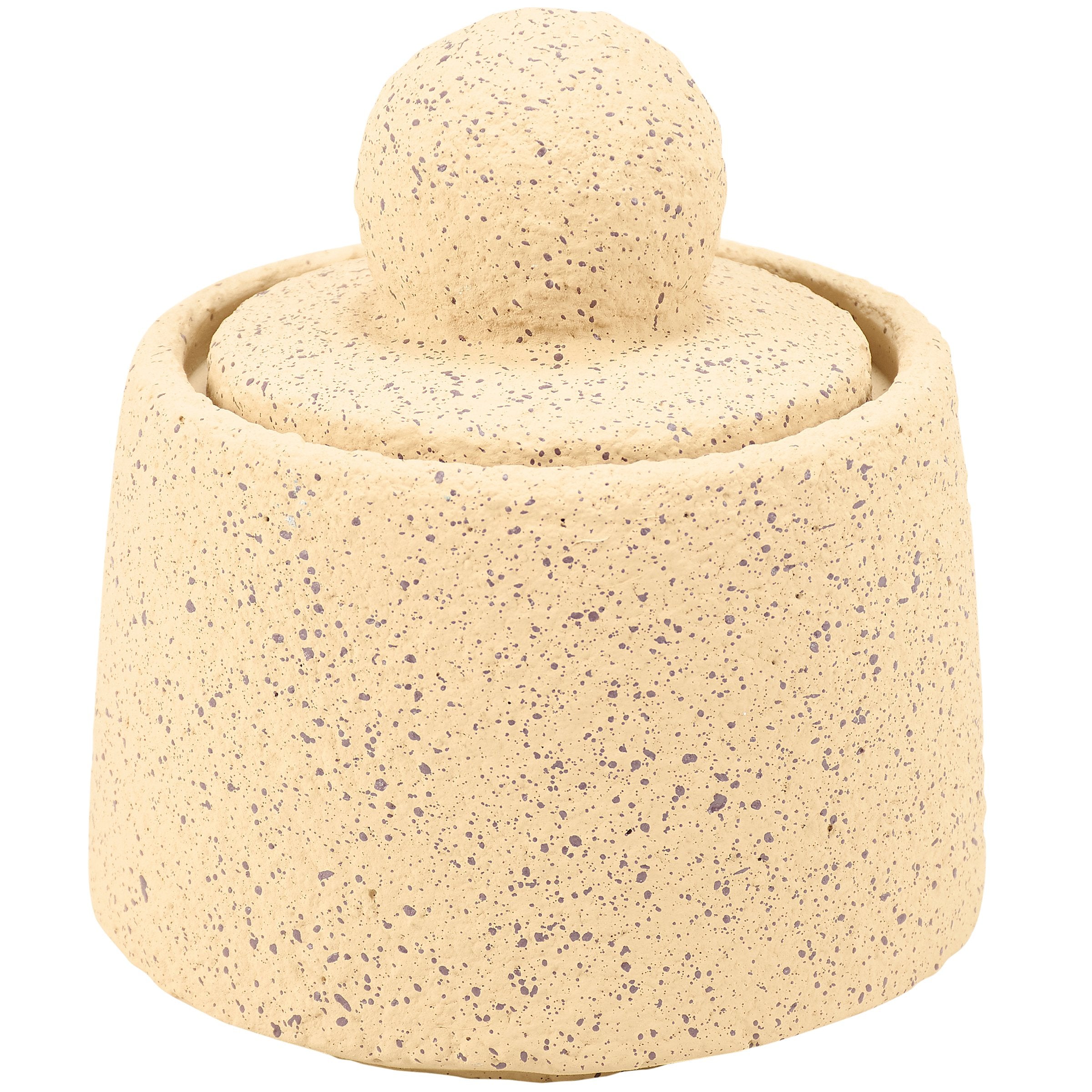 Speckled Cement Jar with Lid: Small Western Home Accent Decor