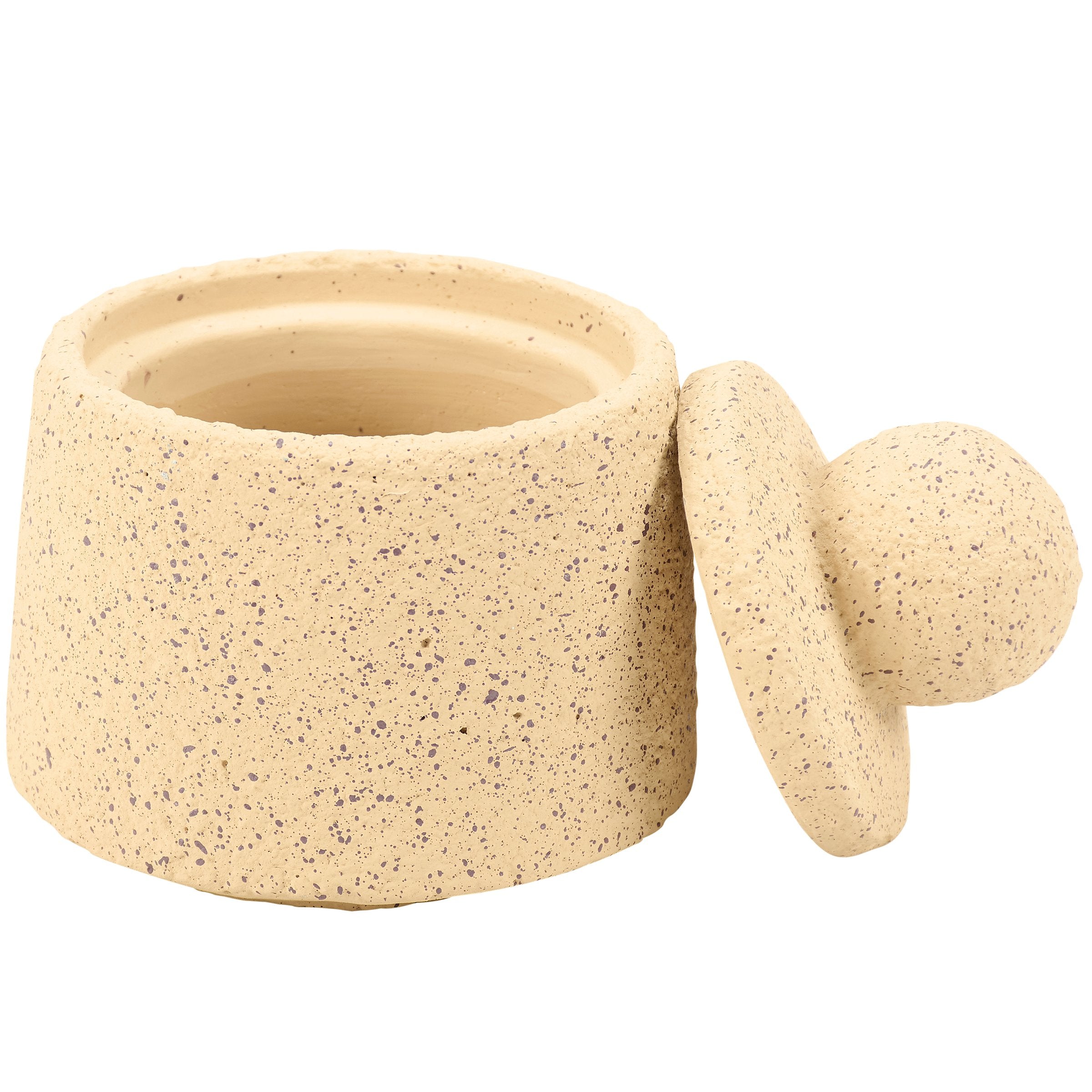 Speckled Cement Jar with Lid: Small Western Home Accent Decor