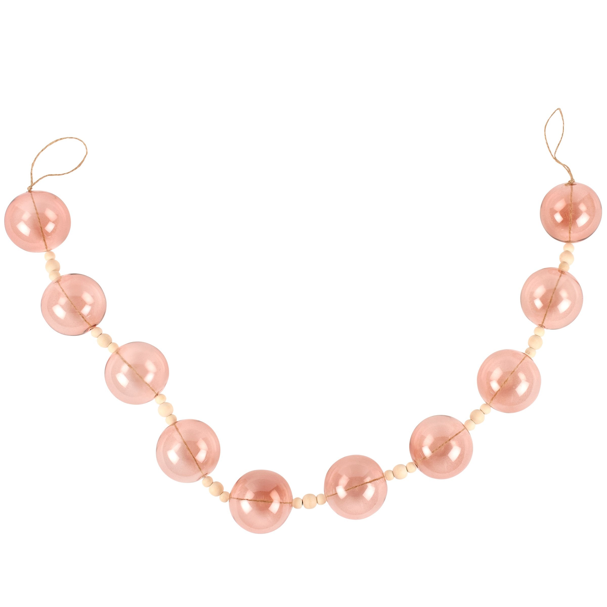 Charming Pink Glass & Wood Bead Beach Garland for Coastal Home Decor