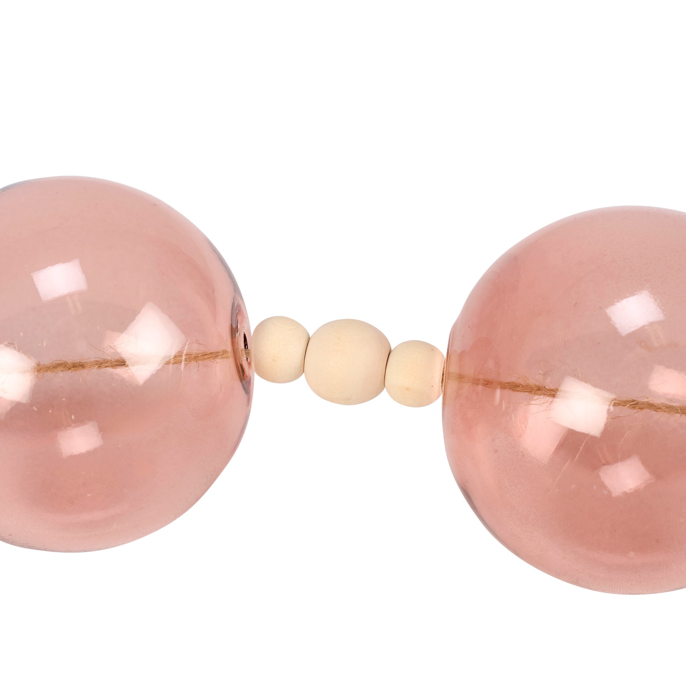Charming Pink Glass & Wood Bead Beach Garland for Coastal Home Decor