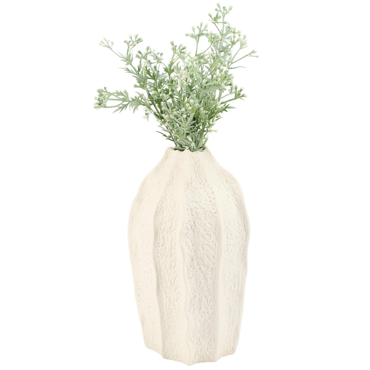 Coastal Porcelain Sea Urchin Decorative Vase - Cream Finish 7.25-inch Tall