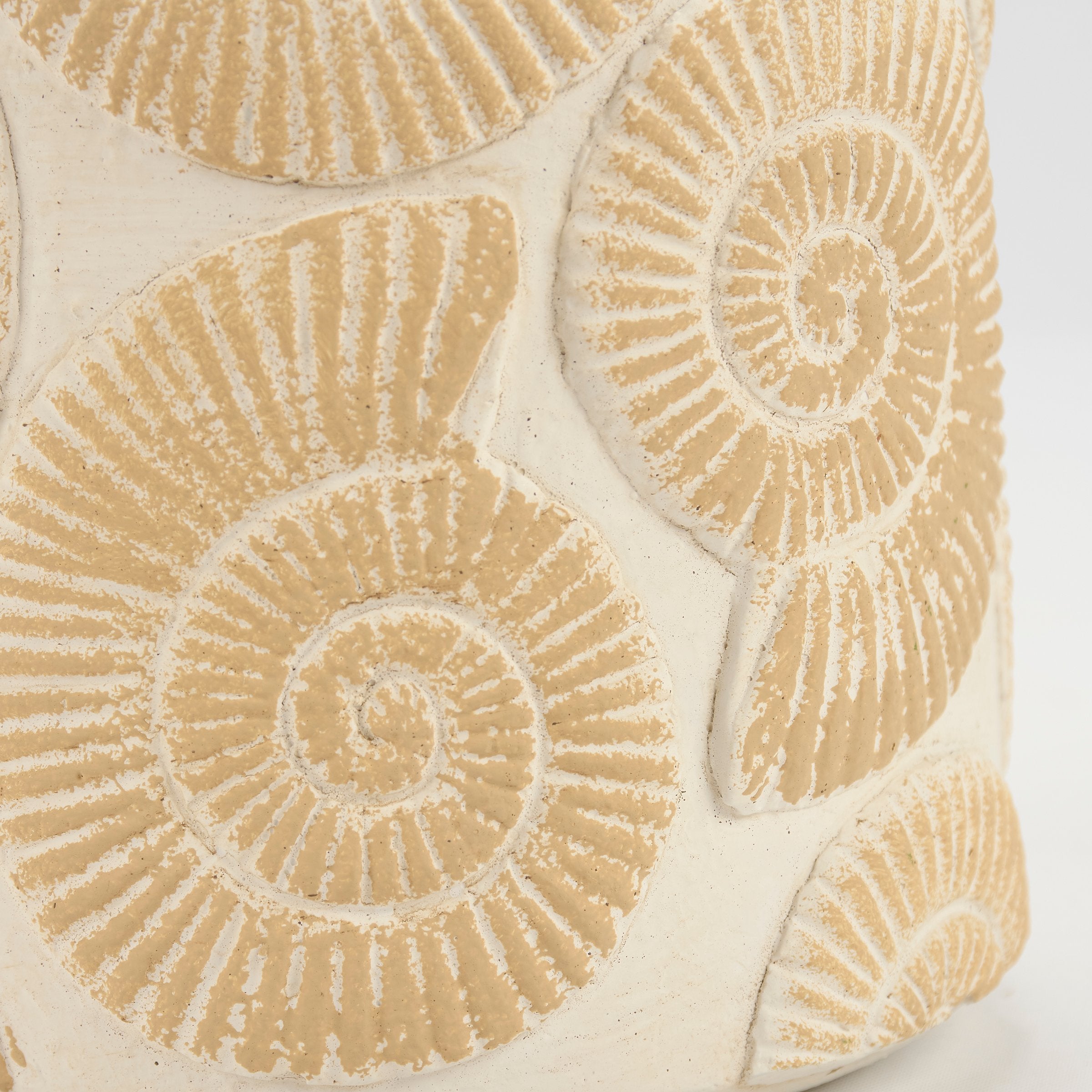 Coastal Decor Nautical Shell Cement Planter Set, Two Piece Decorative Garden Pots