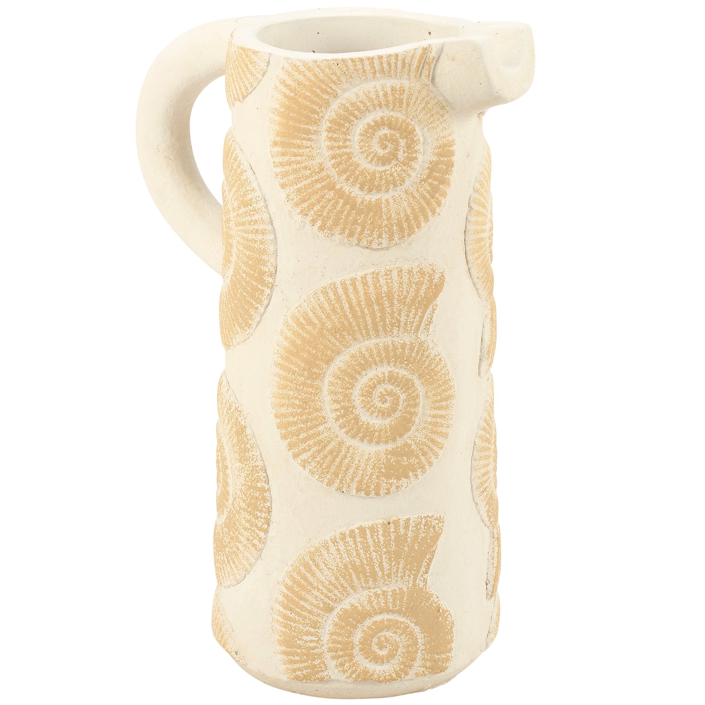 Charming Embossed Nautilus Shell Cement Pitcher for Beach-Themed Decor