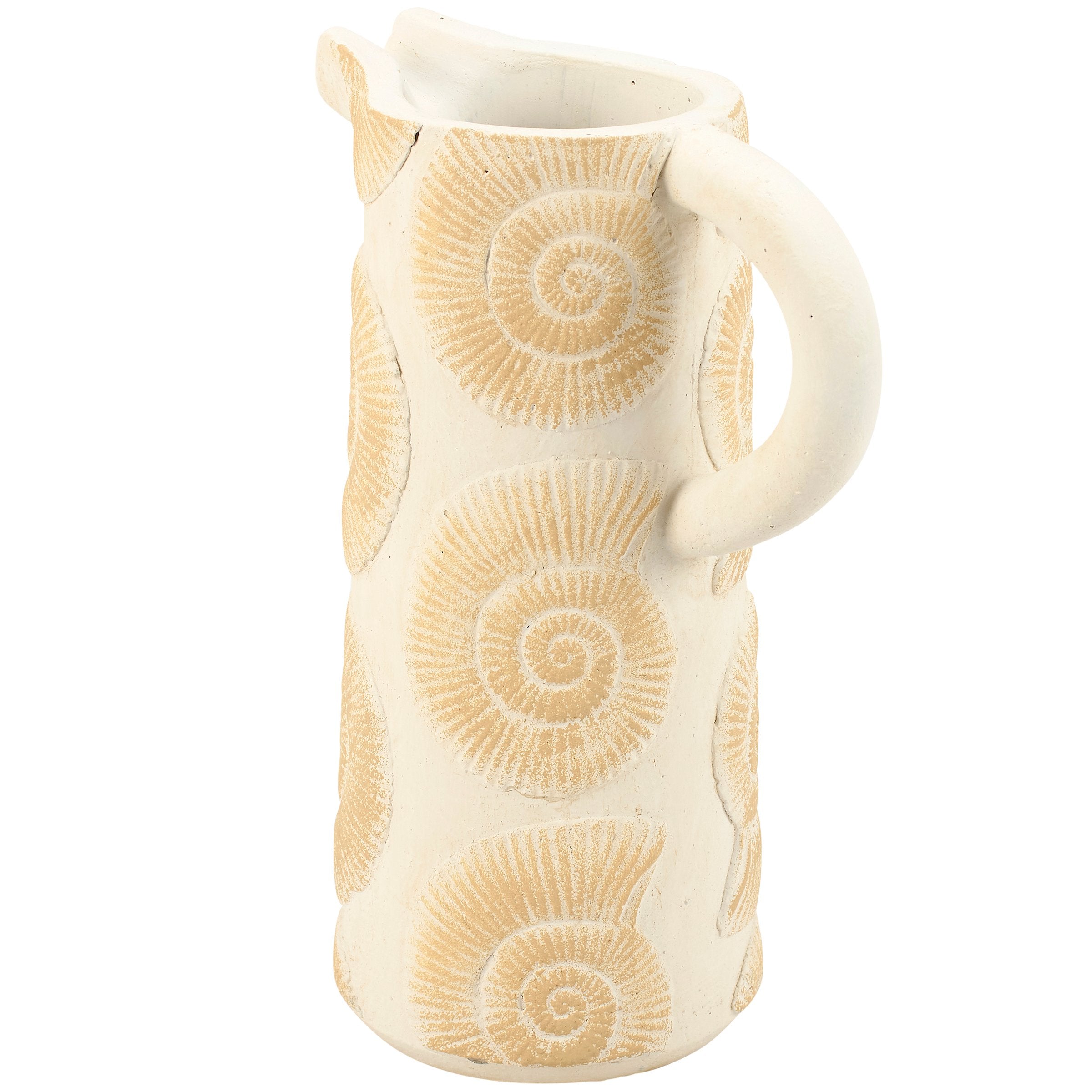 Charming Embossed Nautilus Shell Cement Pitcher for Beach-Themed Decor