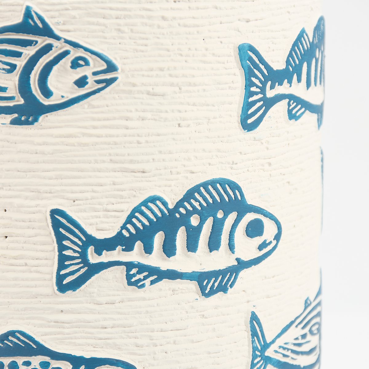 Charming Blue Fish Ceramic Beach Coastal Decorative Vase - Rustic Home Accent Decor