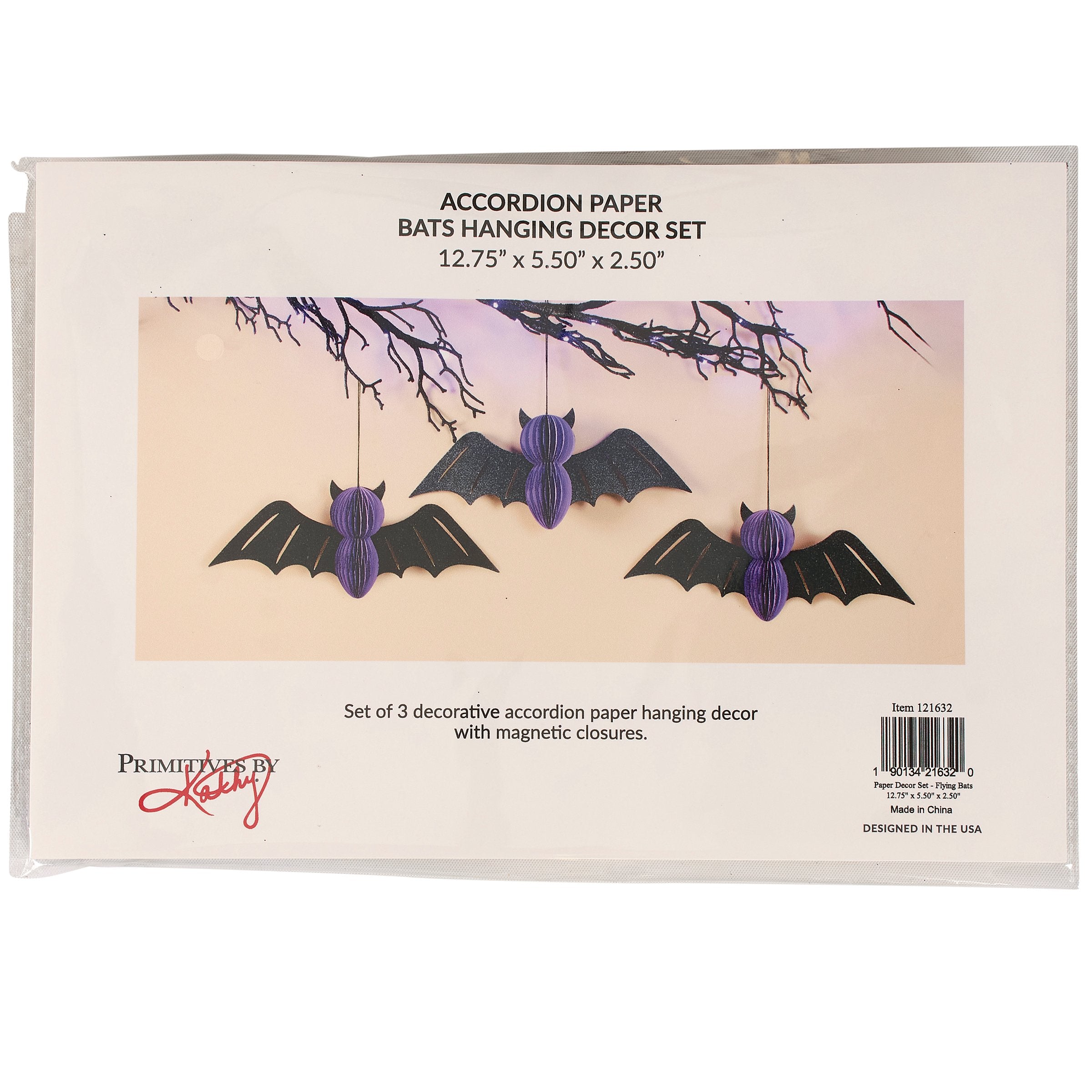 Spooky 3D Flying Bat Paper Decorations Set - Glitter Halloween Party Decor