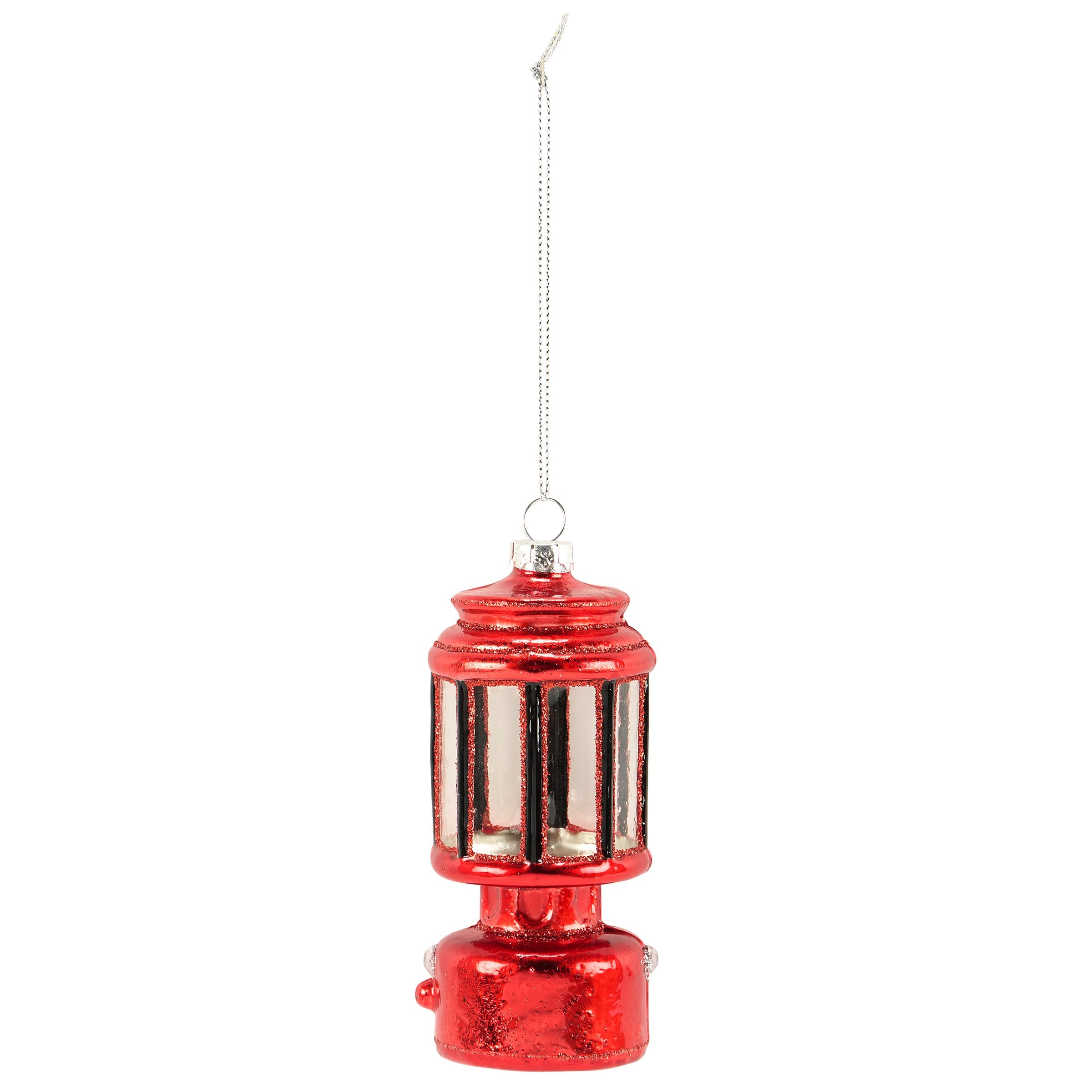 Charming Red Camp Lantern Glass Christmas Ornament for Holiday Tree Decor