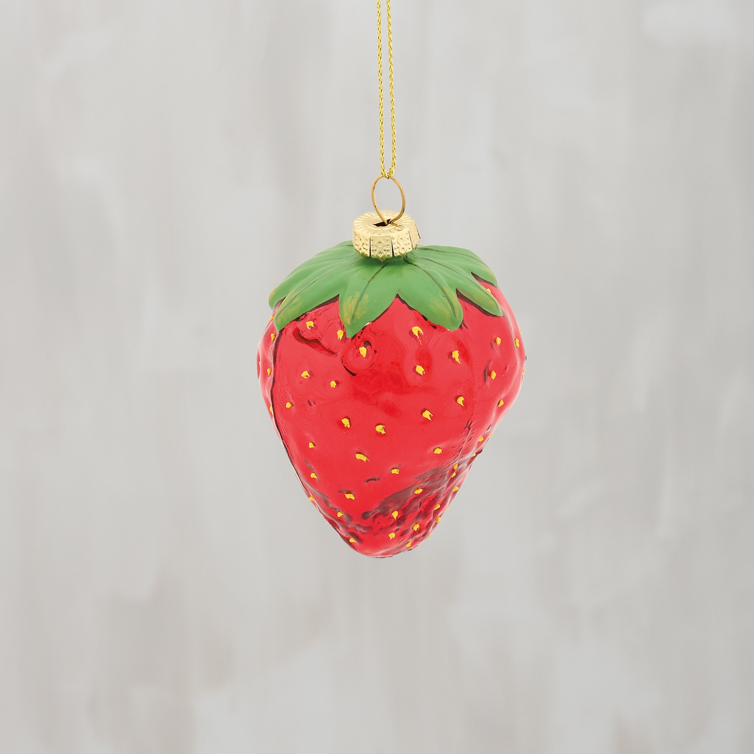 Sparkling Strawberry Glass Christmas Ornament - Festive Hand-Painted Holiday Decor